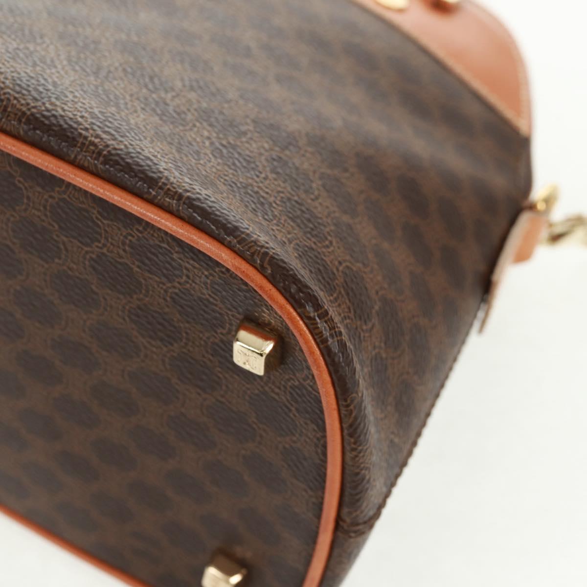CELINE Macadam Canvas Hand Bag PVC Leather Brown Gold Auth 164047V