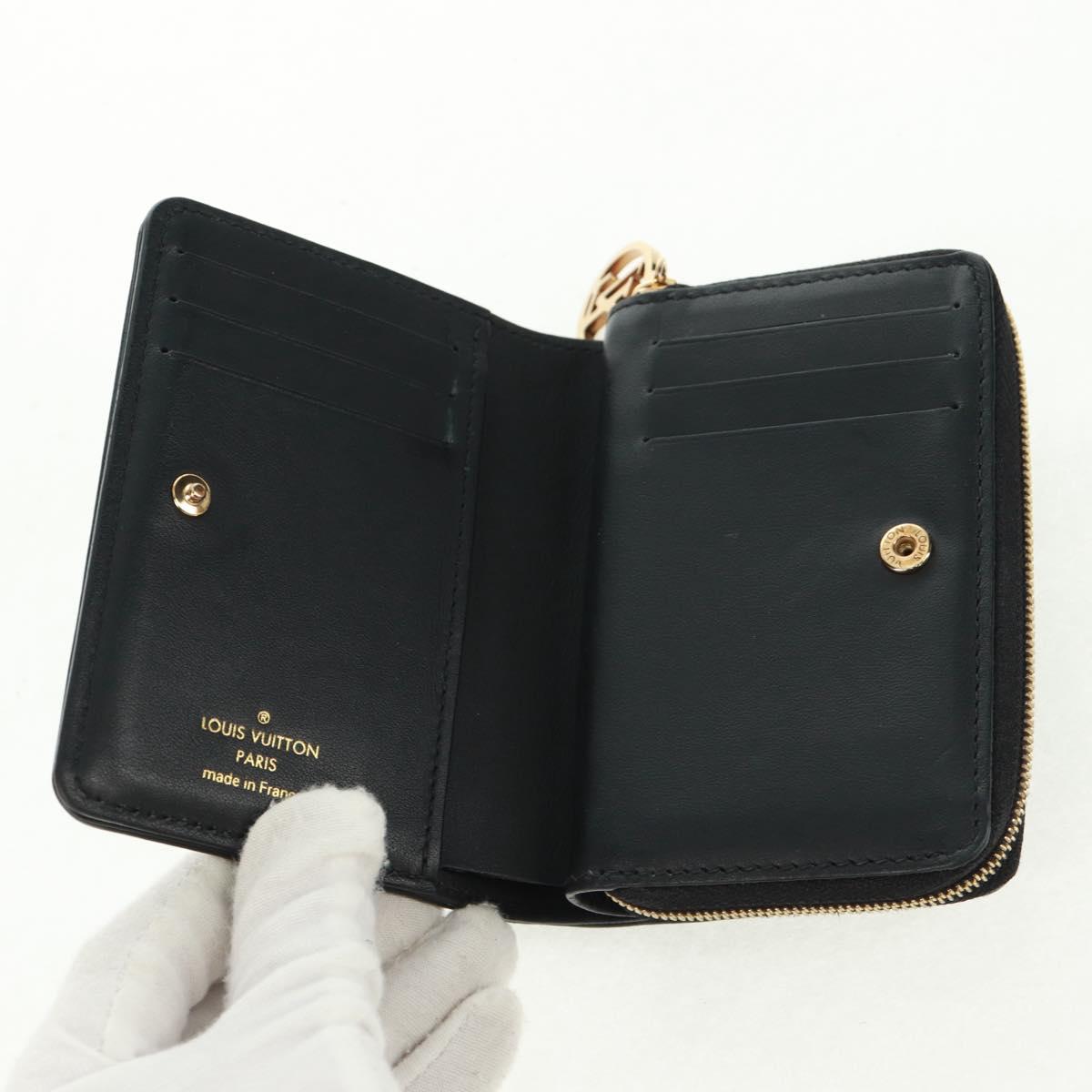 LOUIS VUITTON Lamb Leather Portefeuille Lou Wallet Black M81599 Auth 164048SAM