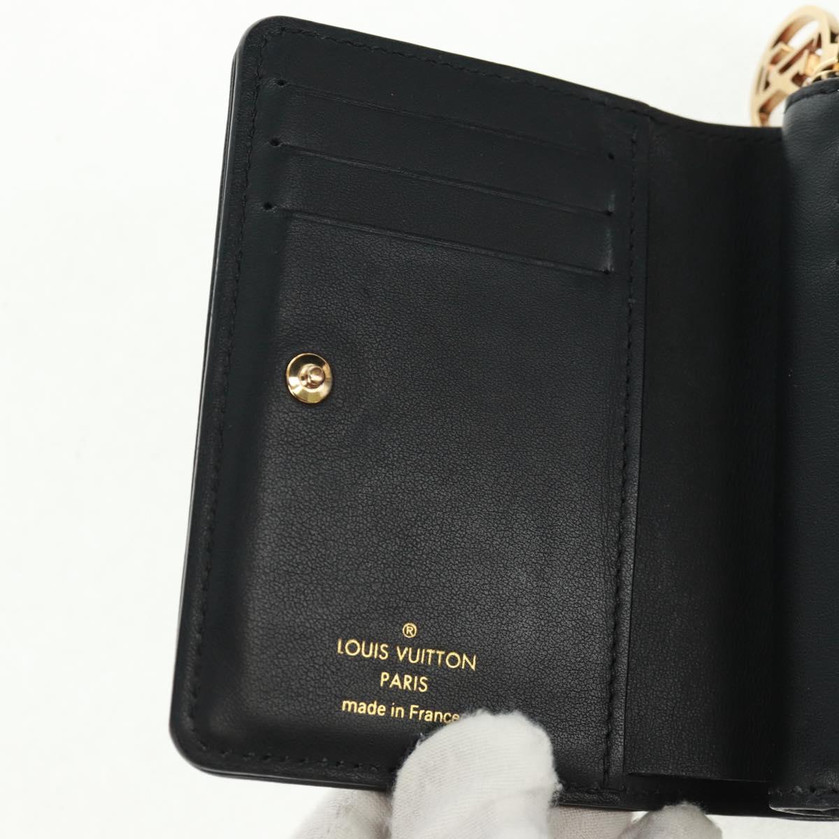LOUIS VUITTON Lamb Leather Portefeuille Lou Wallet Black M81599 Auth 164048SAM