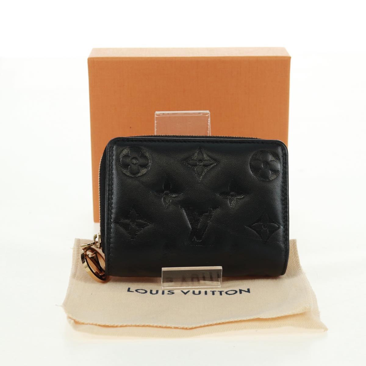 LOUIS VUITTON Lamb Leather Portefeuille Lou Wallet Black M81599 Auth 164048SAM