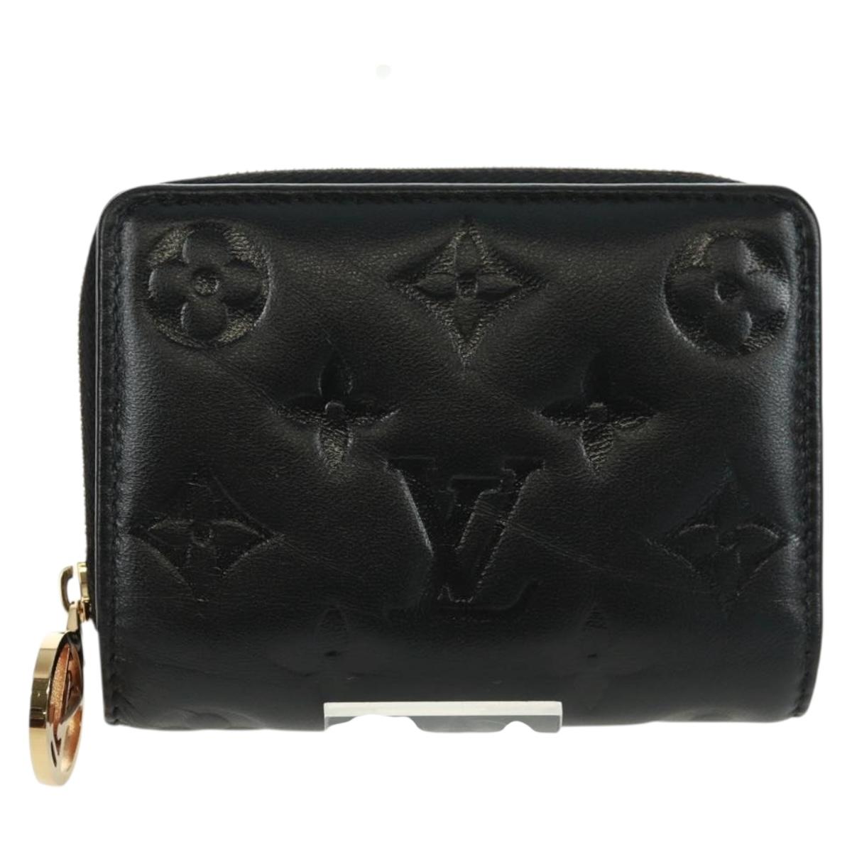 LOUIS VUITTON Lamb Leather Portefeuille Lou Wallet Black M81599 Auth 164048SAM