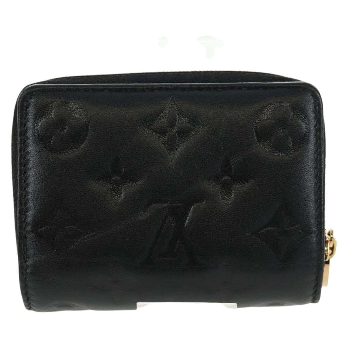 LOUIS VUITTON Lamb Leather Portefeuille Lou Wallet Black M81599 Auth 164048SAM