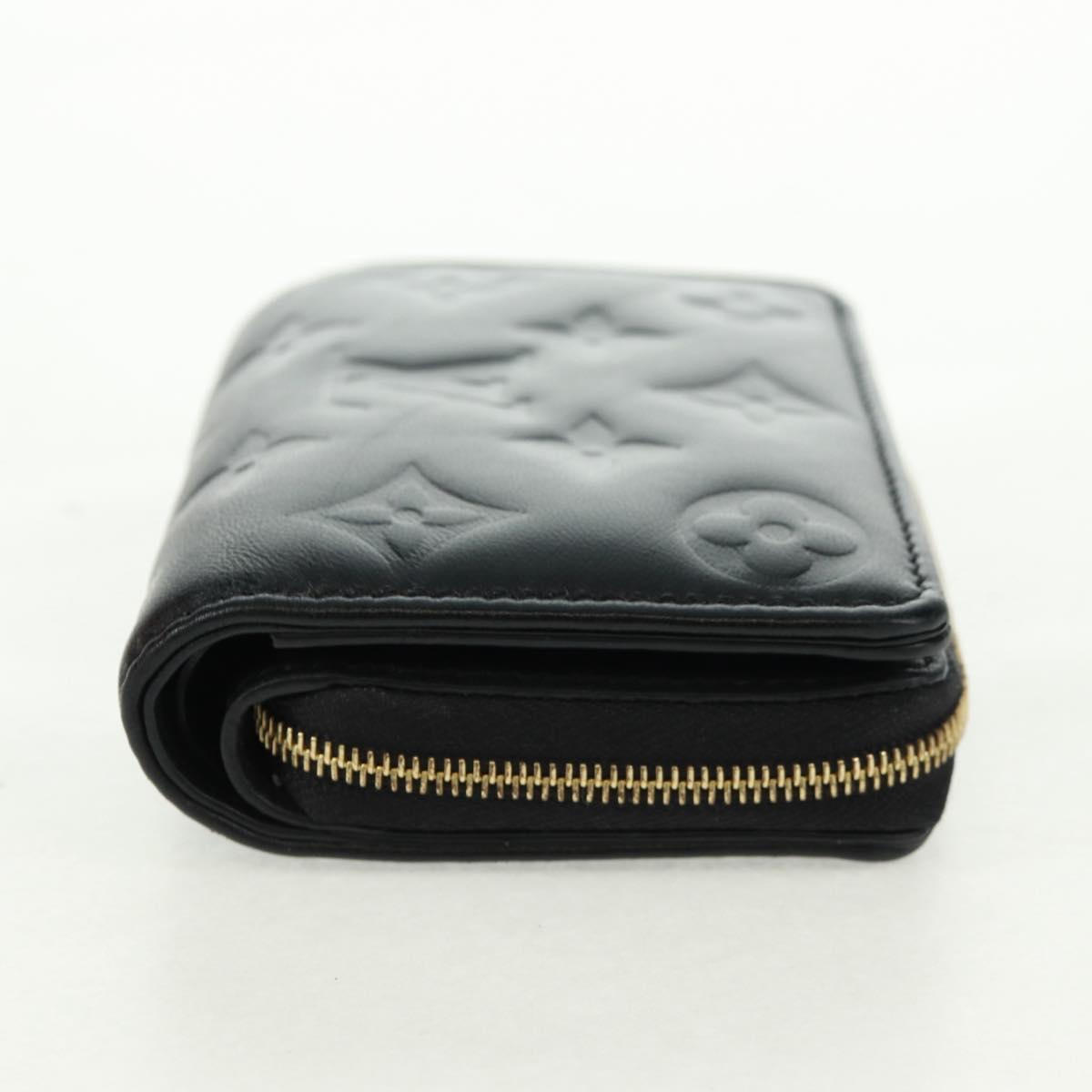 LOUIS VUITTON Lamb Leather Portefeuille Lou Wallet Black M81599 Auth 164048SAM