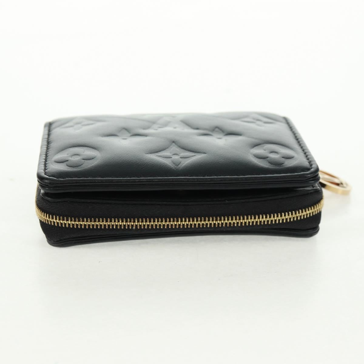 LOUIS VUITTON Lamb Leather Portefeuille Lou Wallet Black M81599 Auth 164048SAM