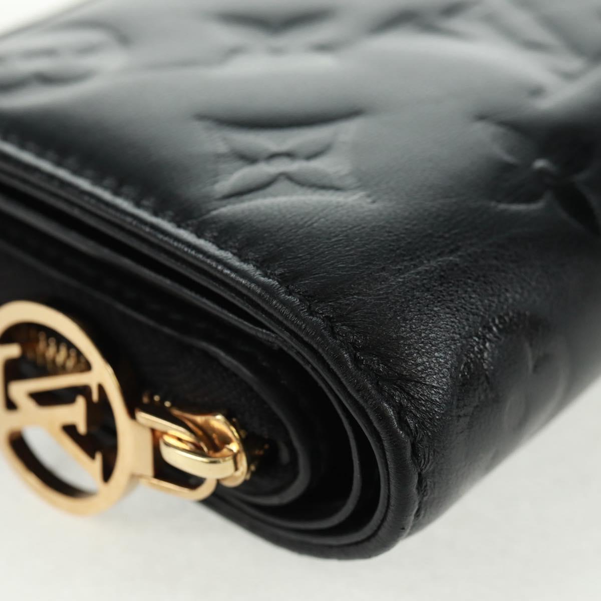 LOUIS VUITTON Lamb Leather Portefeuille Lou Wallet Black M81599 Auth 164048SAM