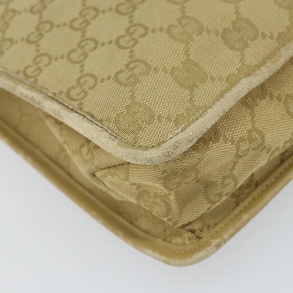 GUCCI GG Canvas Shoulder Bag Beige Gold 91762 Auth 164051