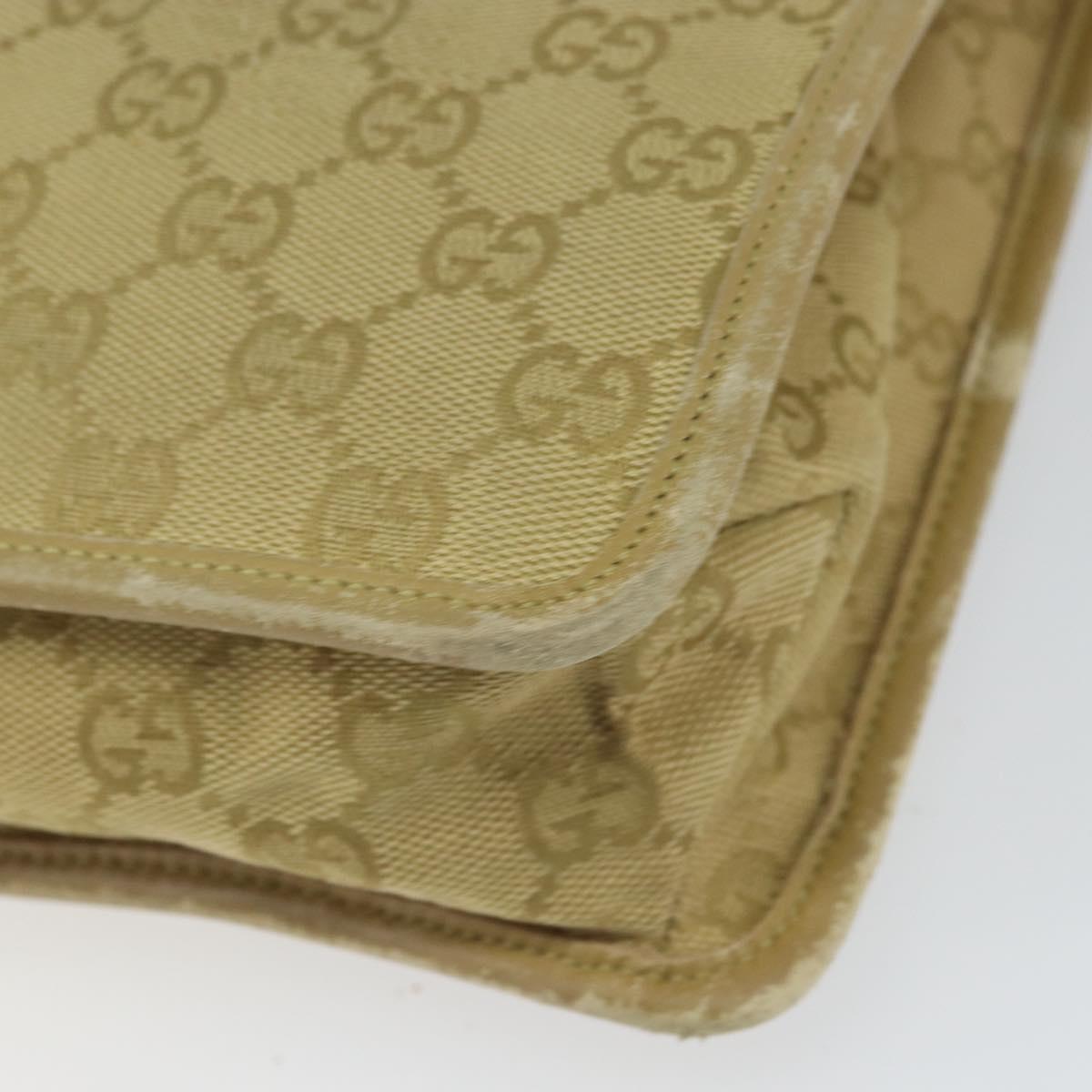 GUCCI GG Canvas Shoulder Bag Beige Gold 91762 Auth 164051