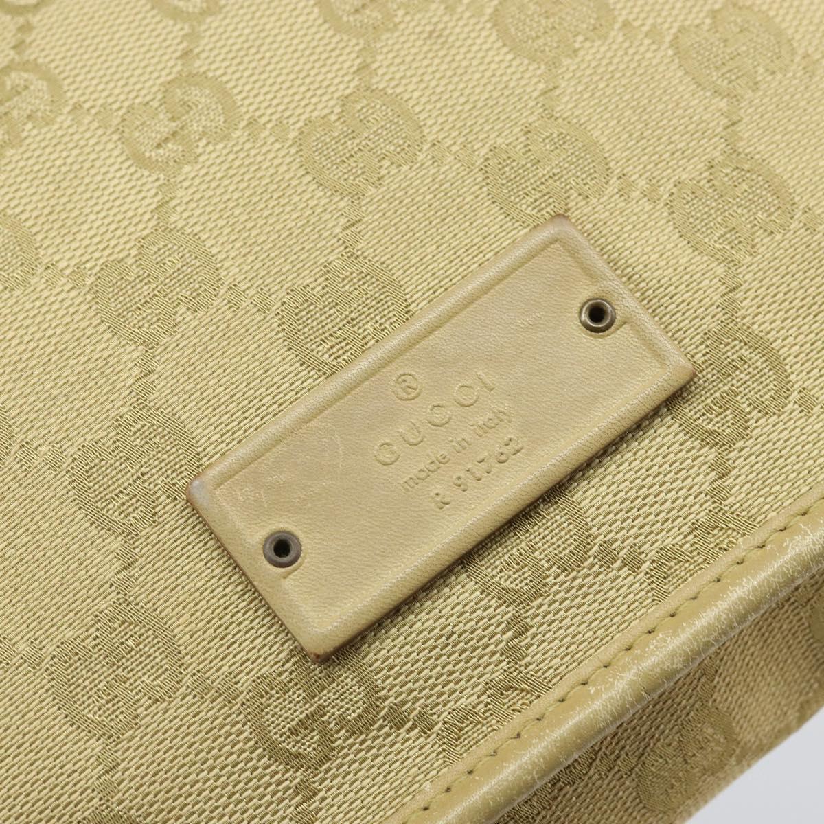 GUCCI GG Canvas Shoulder Bag Beige Gold 91762 Auth 164051