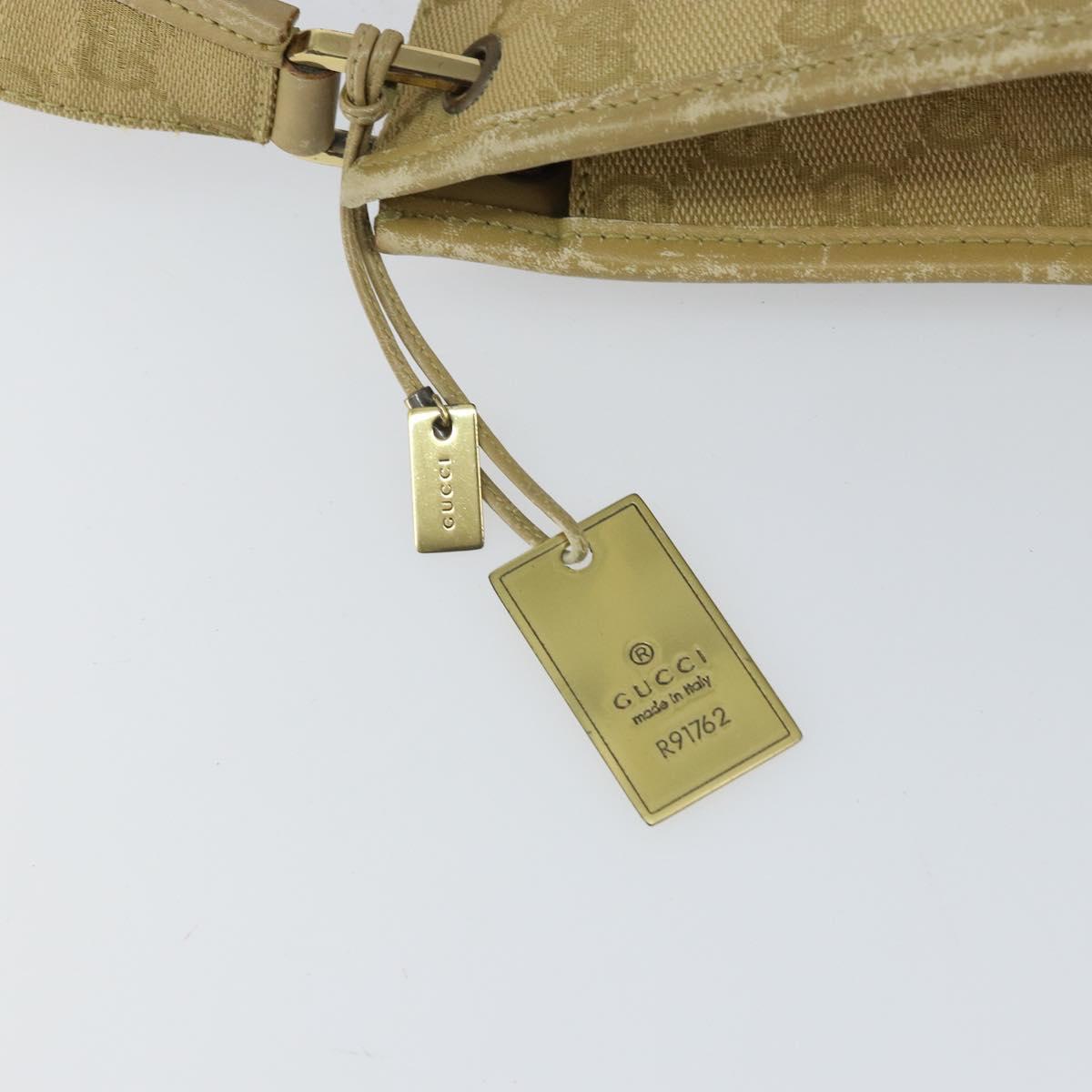 GUCCI GG Canvas Shoulder Bag Beige Gold 91762 Auth 164051