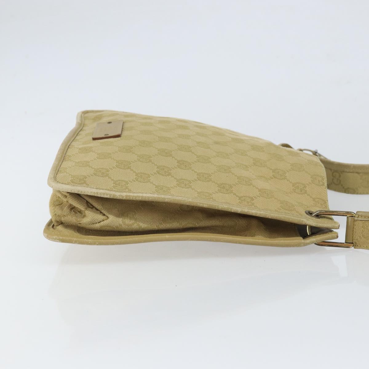 GUCCI GG Canvas Shoulder Bag Beige Gold 91762 Auth 164051