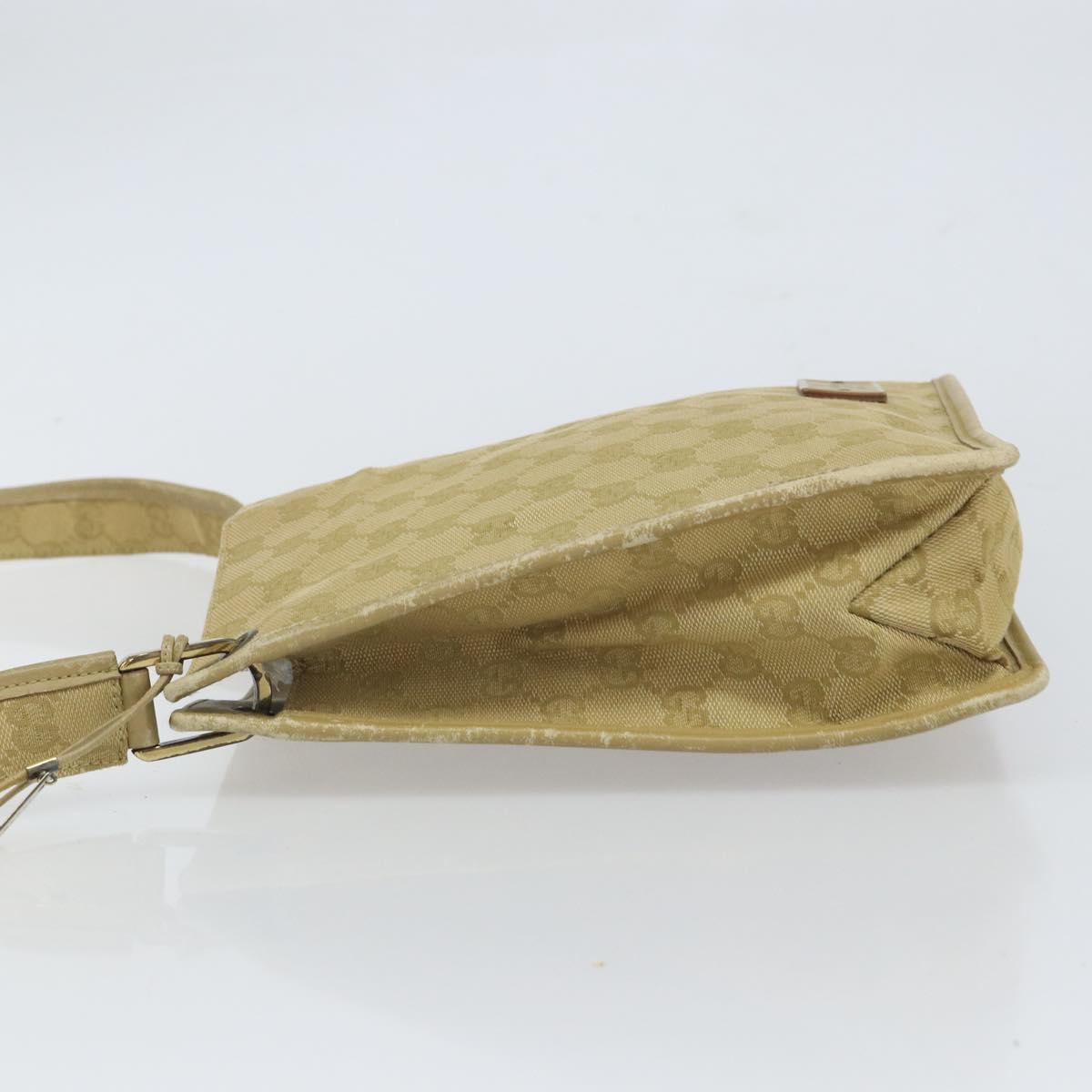 GUCCI GG Canvas Shoulder Bag Beige Gold 91762 Auth 164051