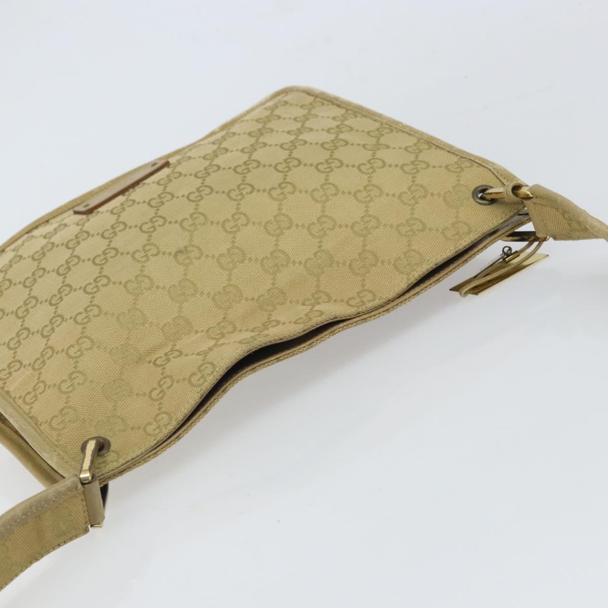 GUCCI GG Canvas Shoulder Bag Beige Gold 91762 Auth 164051