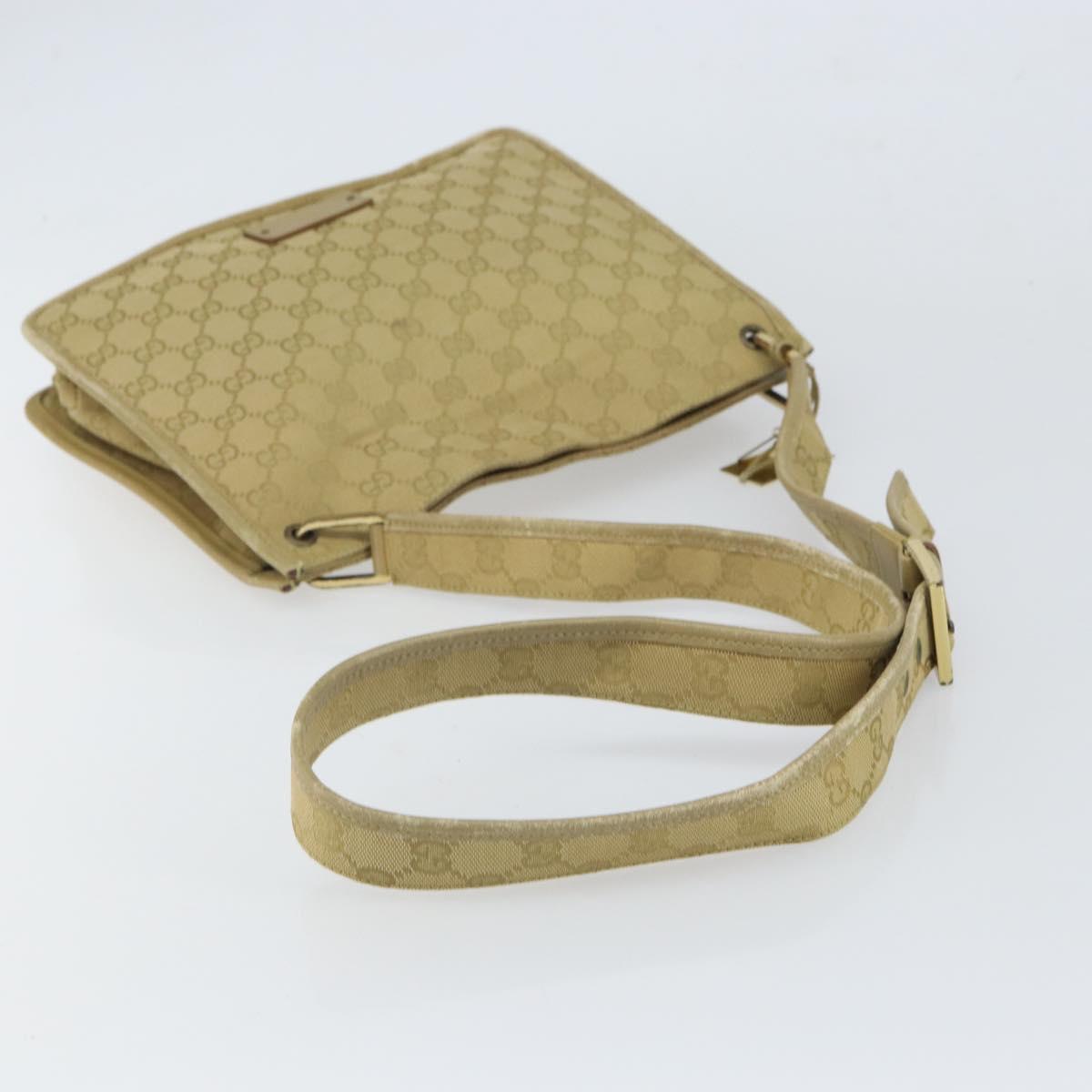 GUCCI GG Canvas Shoulder Bag Beige Gold 91762 Auth 164051