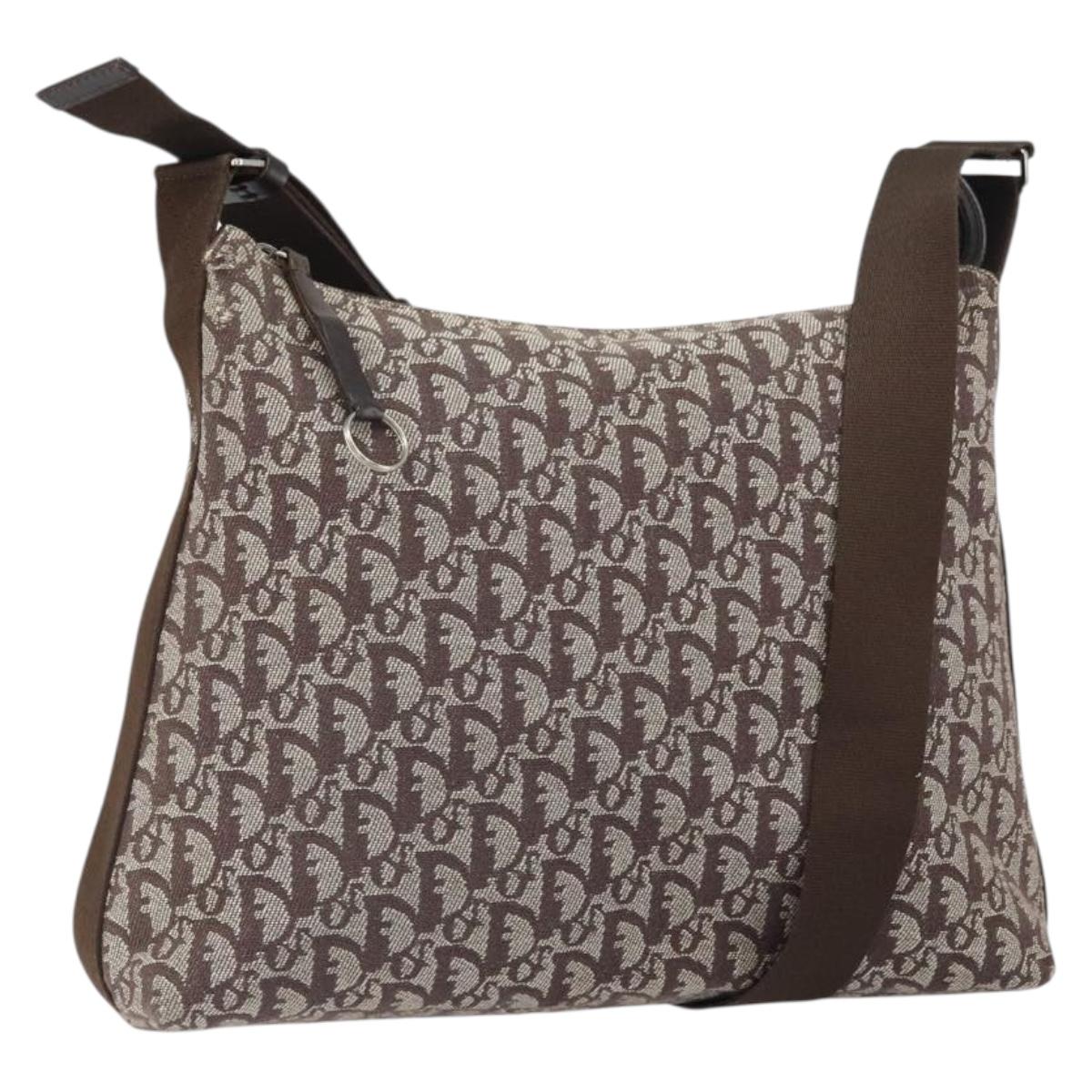 Christian Dior Trotter Canvas Shoulder Bag Navy Silver Auth 164052