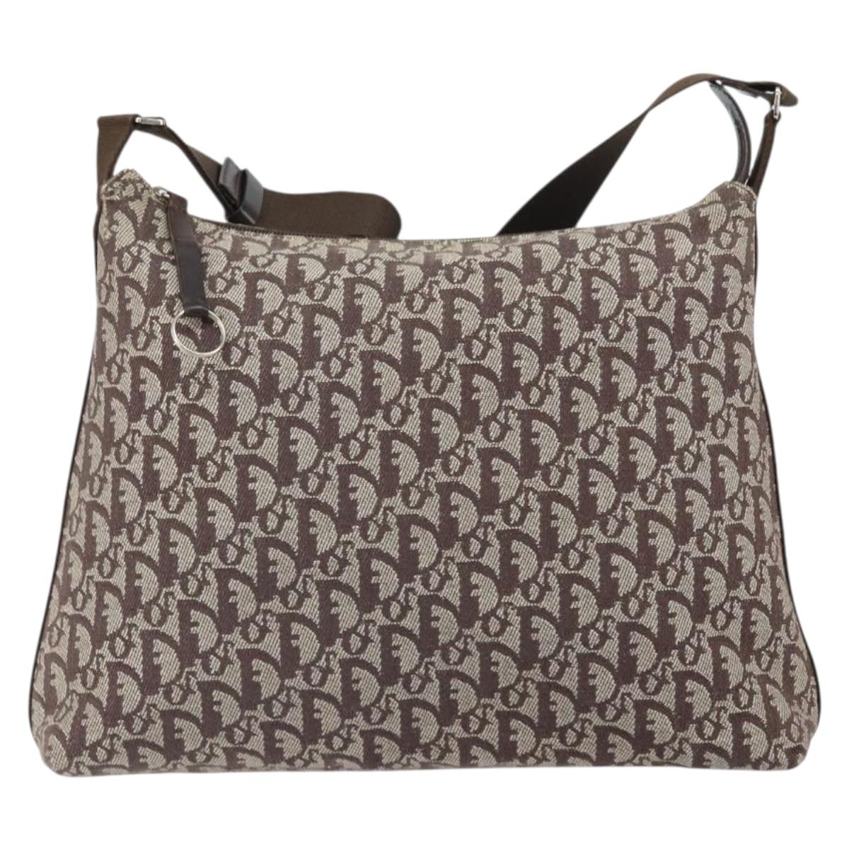 Christian Dior Trotter Canvas Shoulder Bag Navy Silver Auth 164052