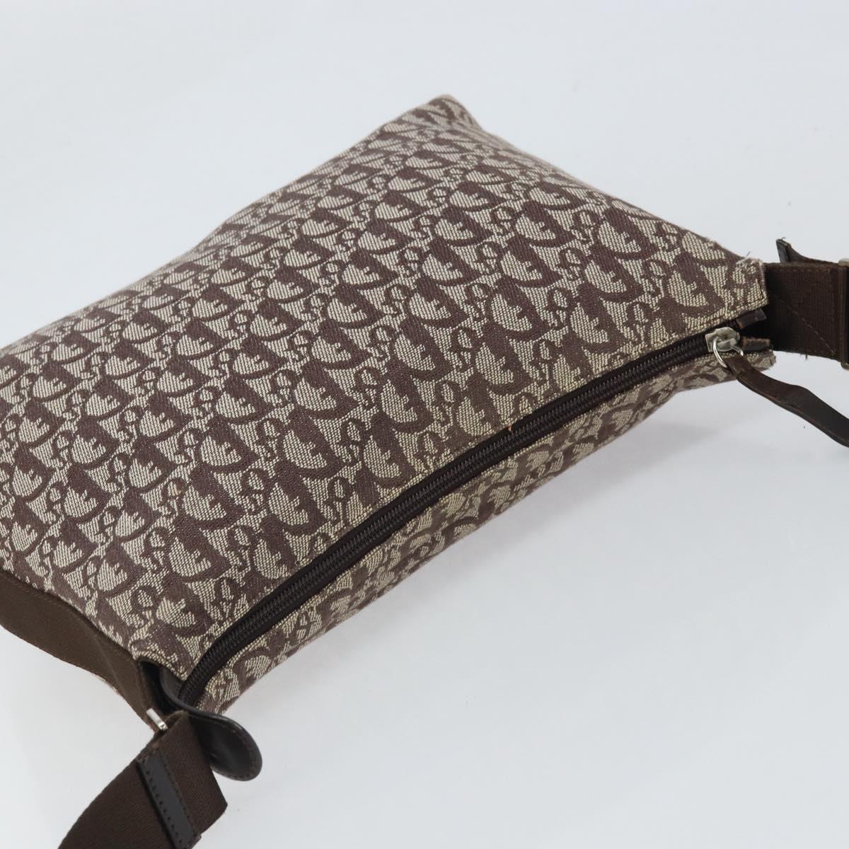 Christian Dior Trotter Canvas Shoulder Bag Navy Silver Auth 164052