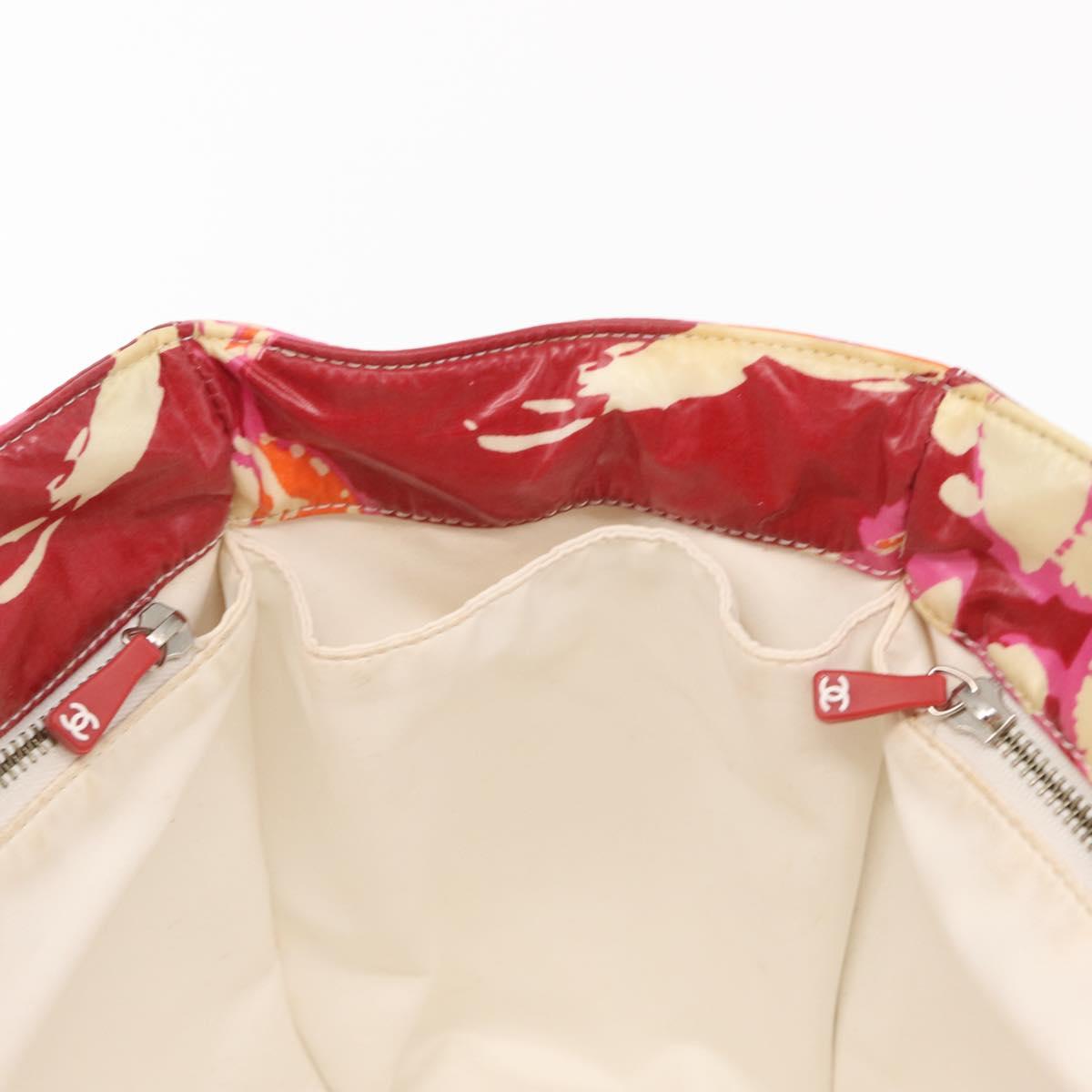 CHANEL Camelia Tote Bag Nylon Red CC Auth 164053