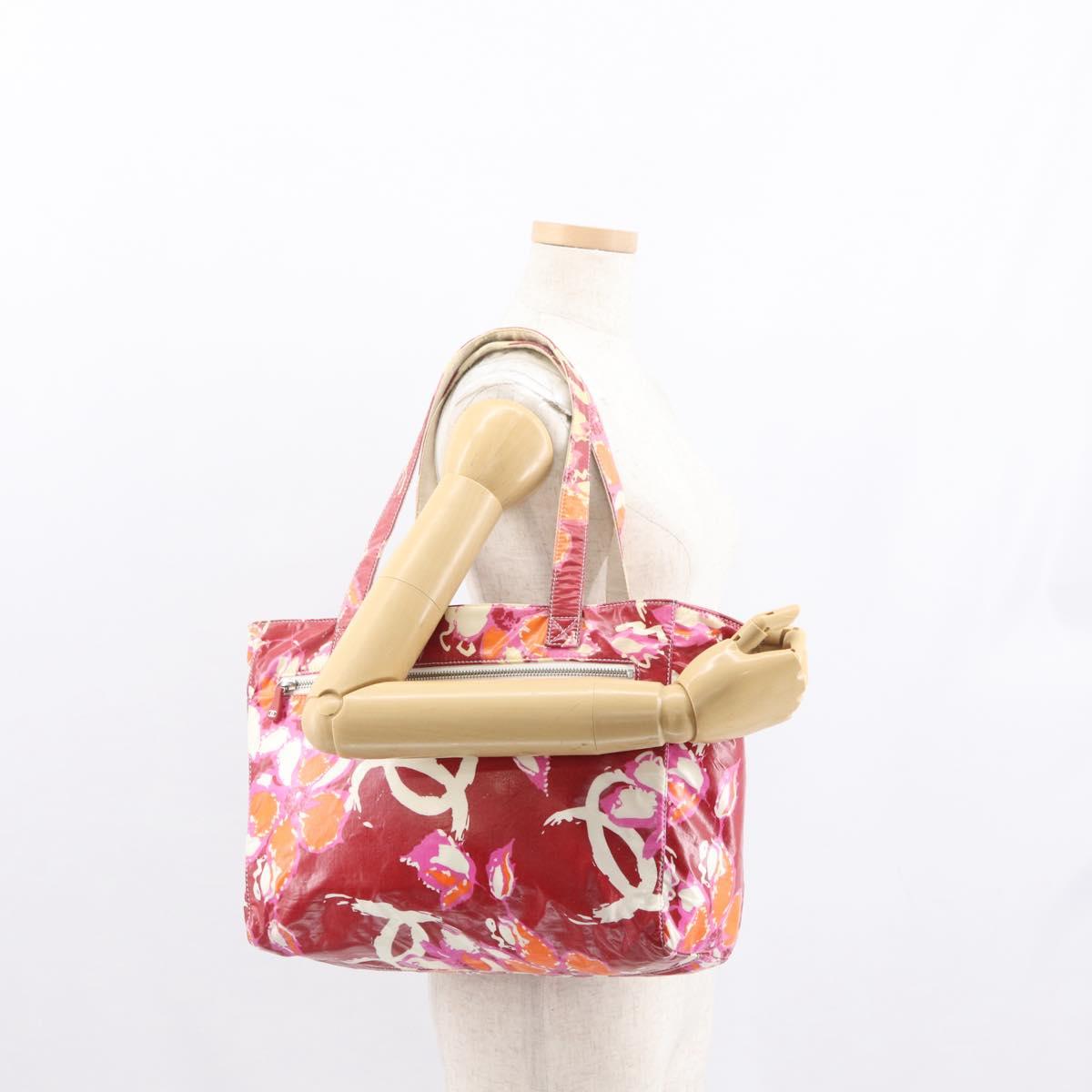 CHANEL Camelia Tote Bag Nylon Red CC Auth 164053