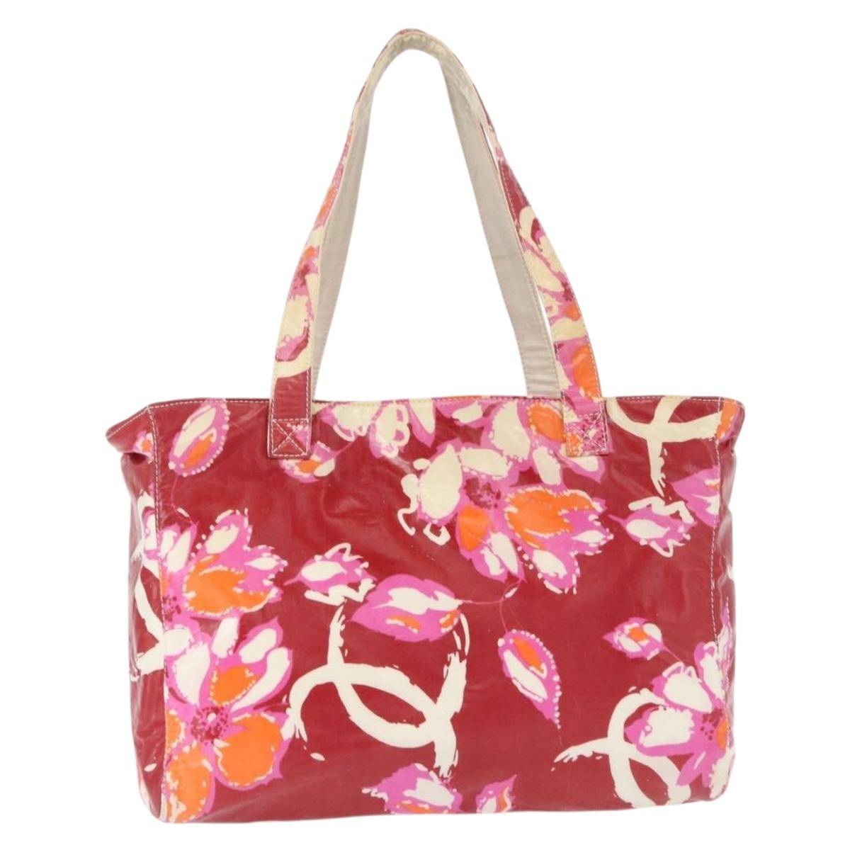 CHANEL Camelia Tote Bag Nylon Red CC Auth 164053