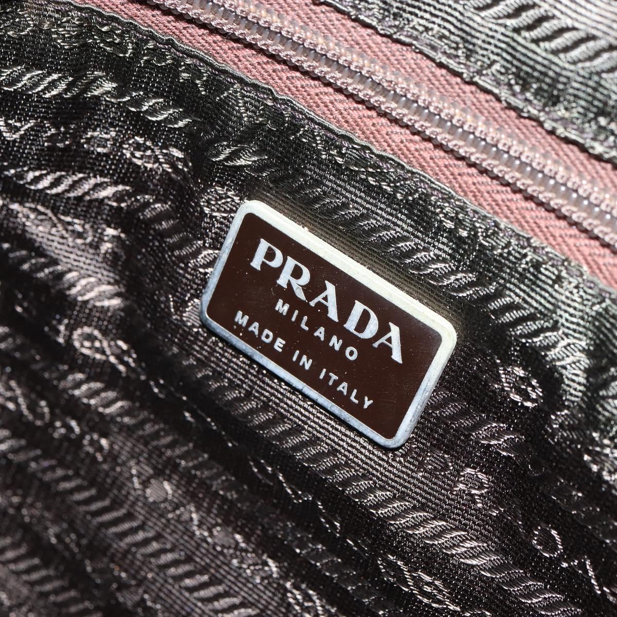 PRADA Hand Bag Nylon Khaki Silver Auth 164059