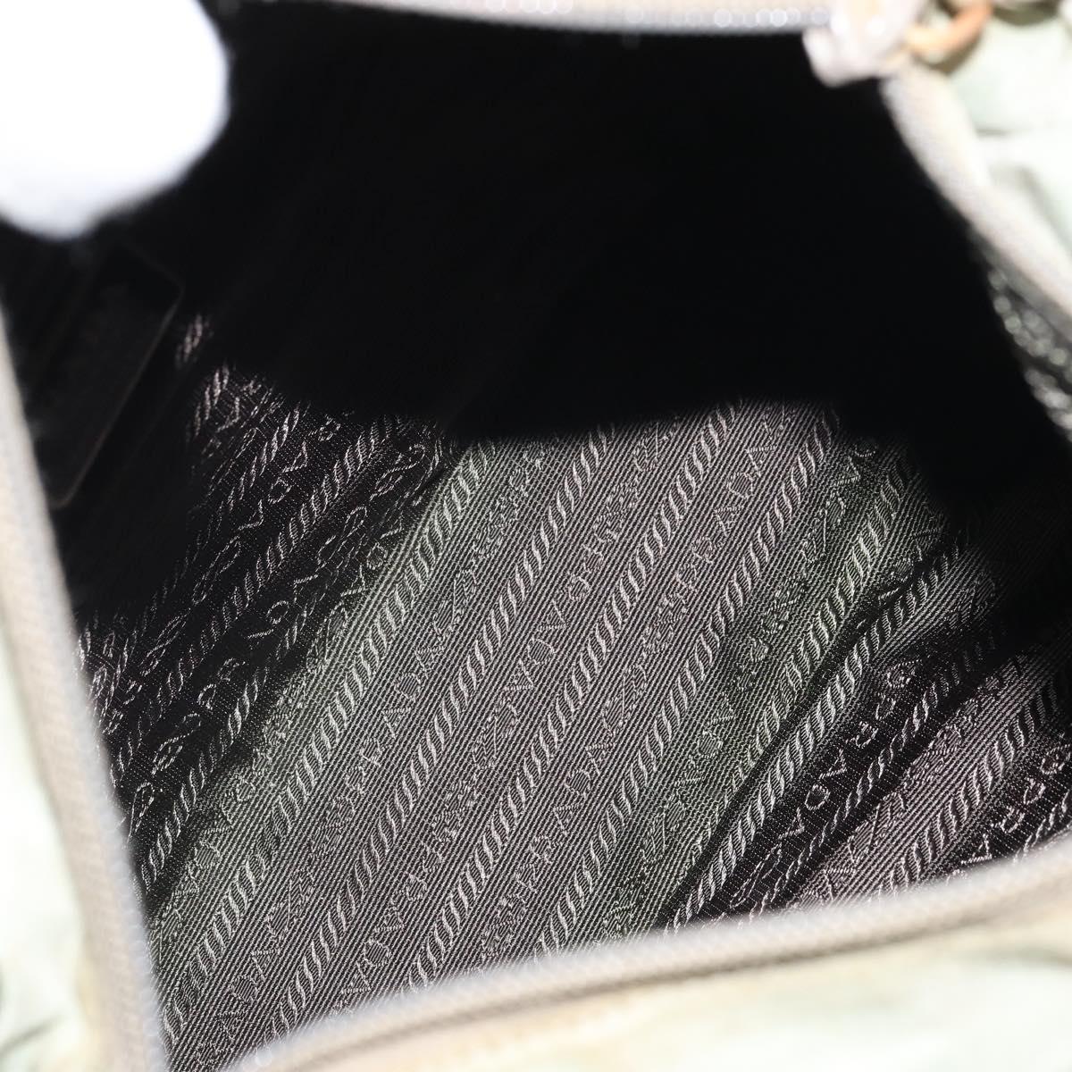 PRADA Hand Bag Nylon Khaki Silver Auth 164059