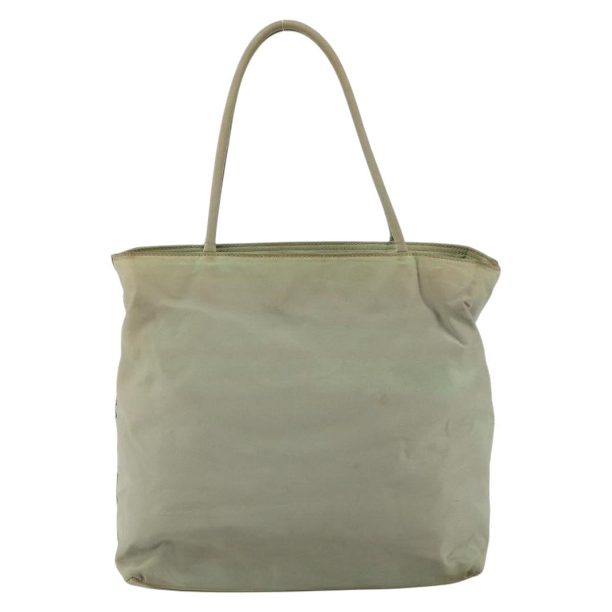 PRADA Hand Bag Nylon Khaki Silver Auth 164059