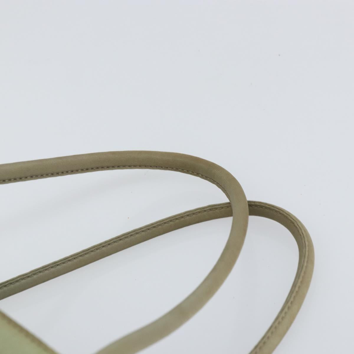 PRADA Hand Bag Nylon Khaki Silver Auth 164059