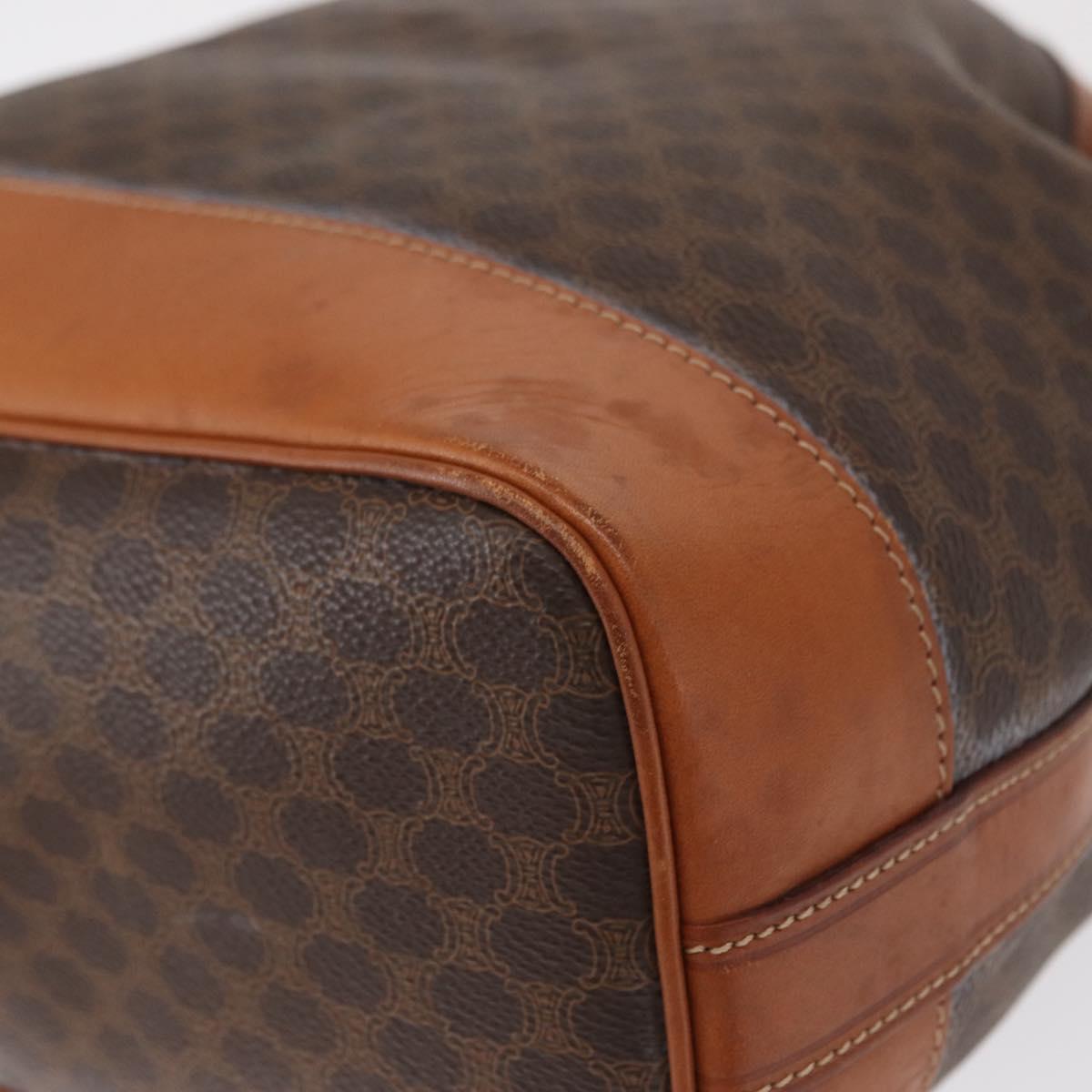 CELINE Macadam Canvas Shoulder Bag PVC Leather Brown Gold Auth 164060