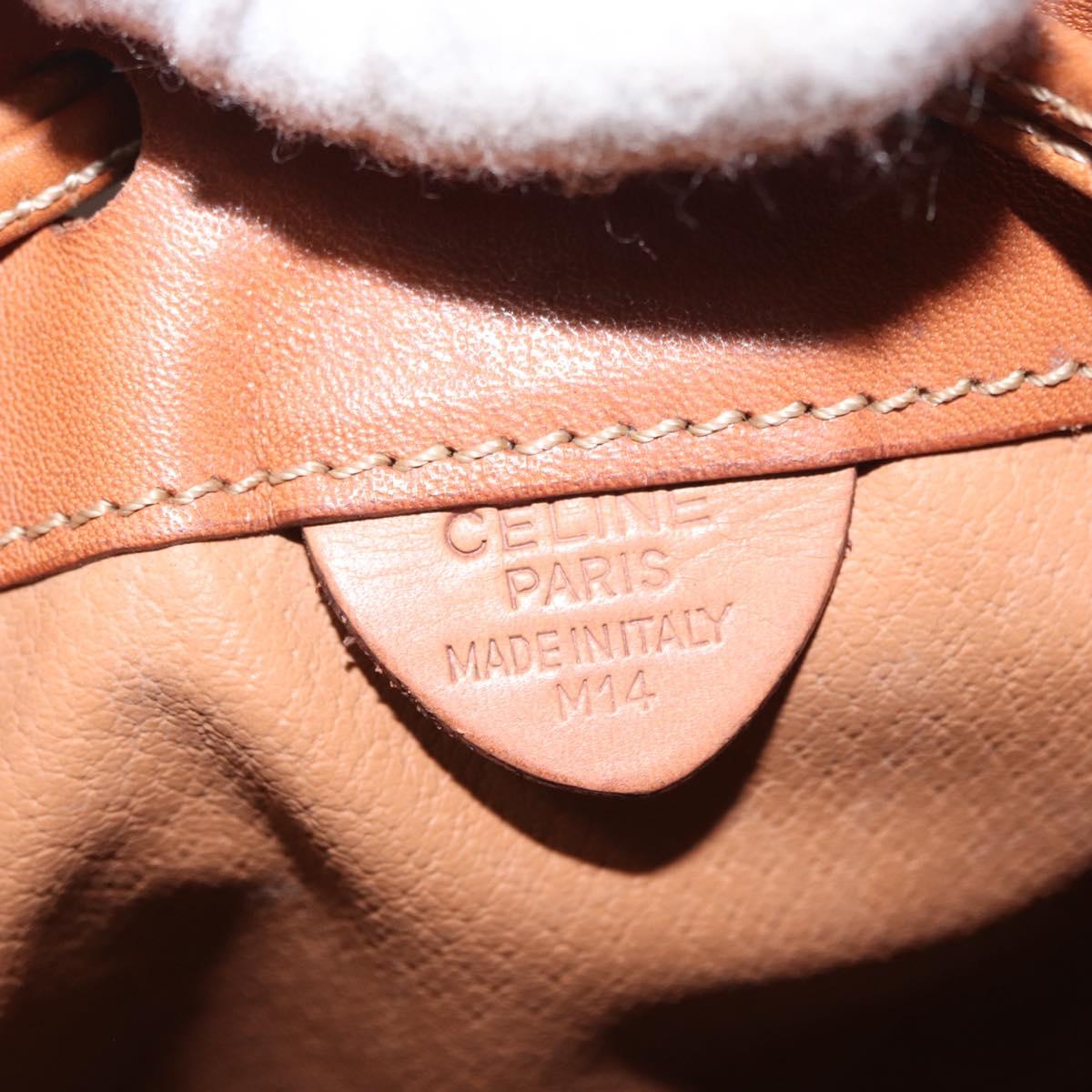 CELINE Macadam Canvas Shoulder Bag PVC Leather Brown Gold Auth 164060