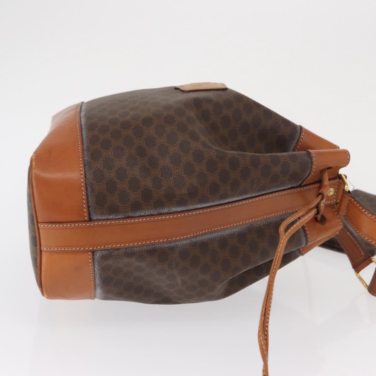 CELINE Macadam Canvas Shoulder Bag PVC Leather Brown Gold Auth 164060