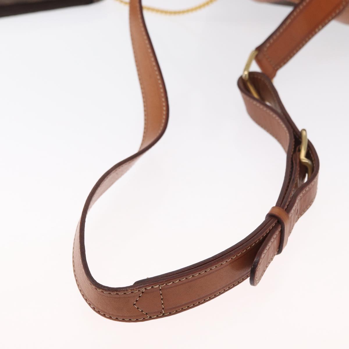 CELINE Macadam Canvas Shoulder Bag PVC Leather Brown Gold Auth 164060