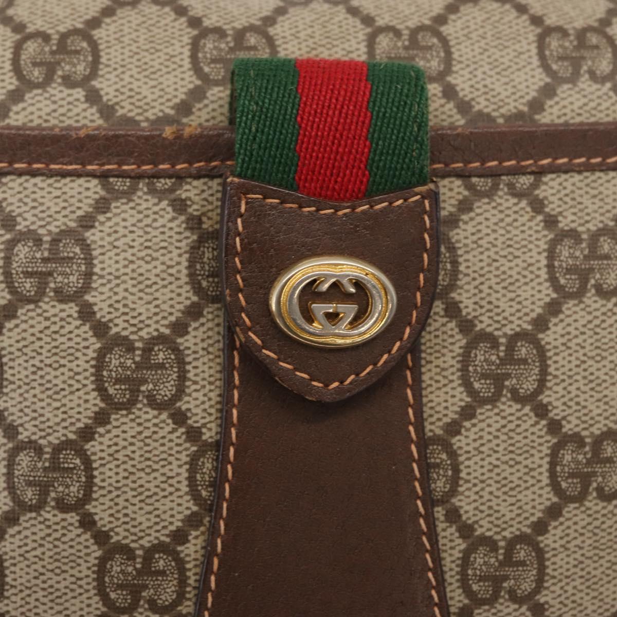 GUCCI GG Supreme Web Sherry Line Bag PVC Beige Gold 89 02 032 Auth 164062