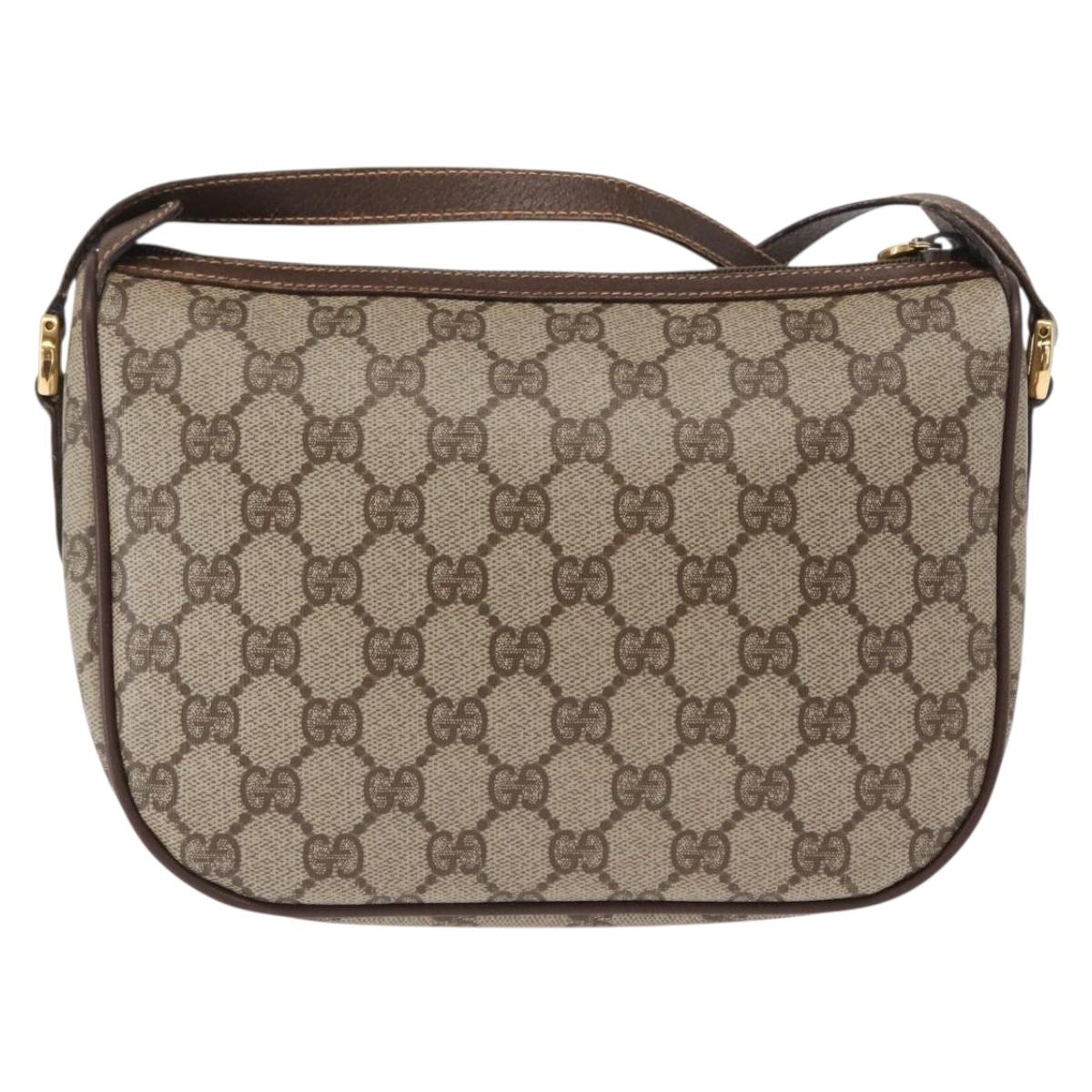 GUCCI GG Supreme Web Sherry Line Bag PVC Beige Gold 89 02 032 Auth 164062
