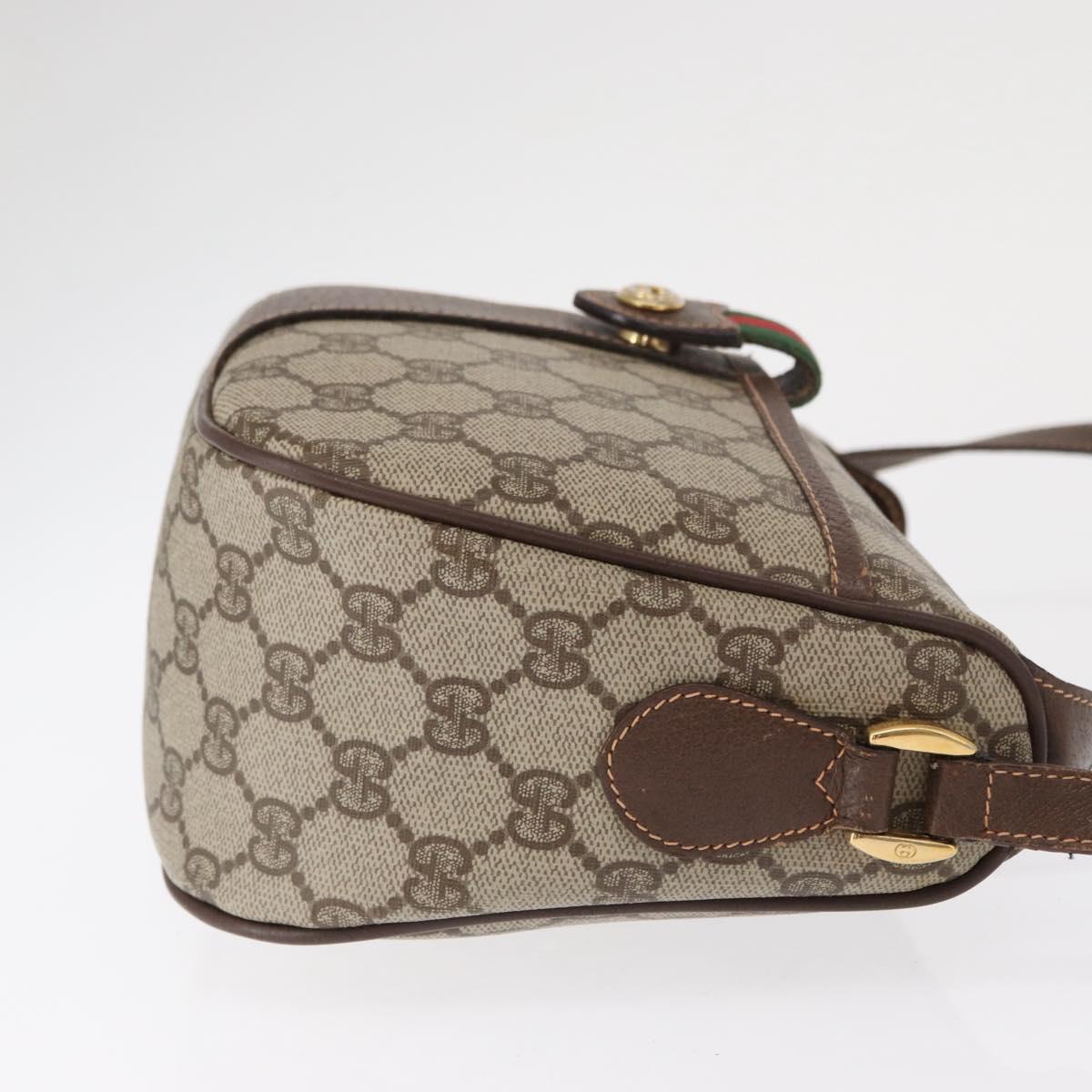 GUCCI GG Supreme Web Sherry Line Bag PVC Beige Gold 89 02 032 Auth 164062