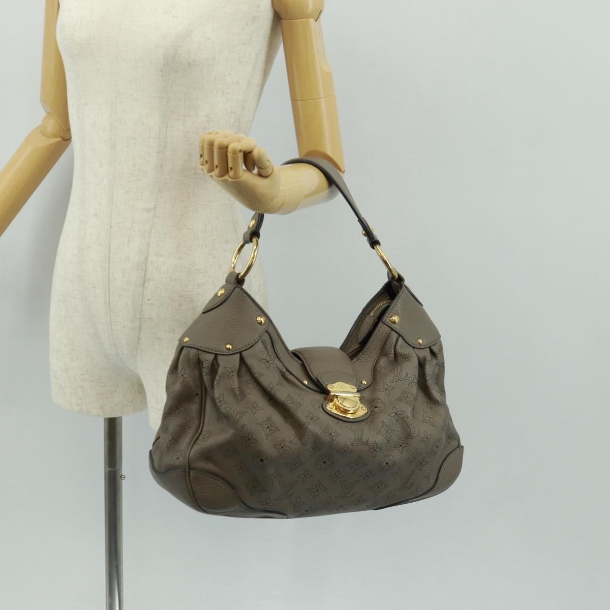 LOUIS VUITTON Mahina Solar Powered PM Bag Leather Taupe M93124 LV Auth 164063V