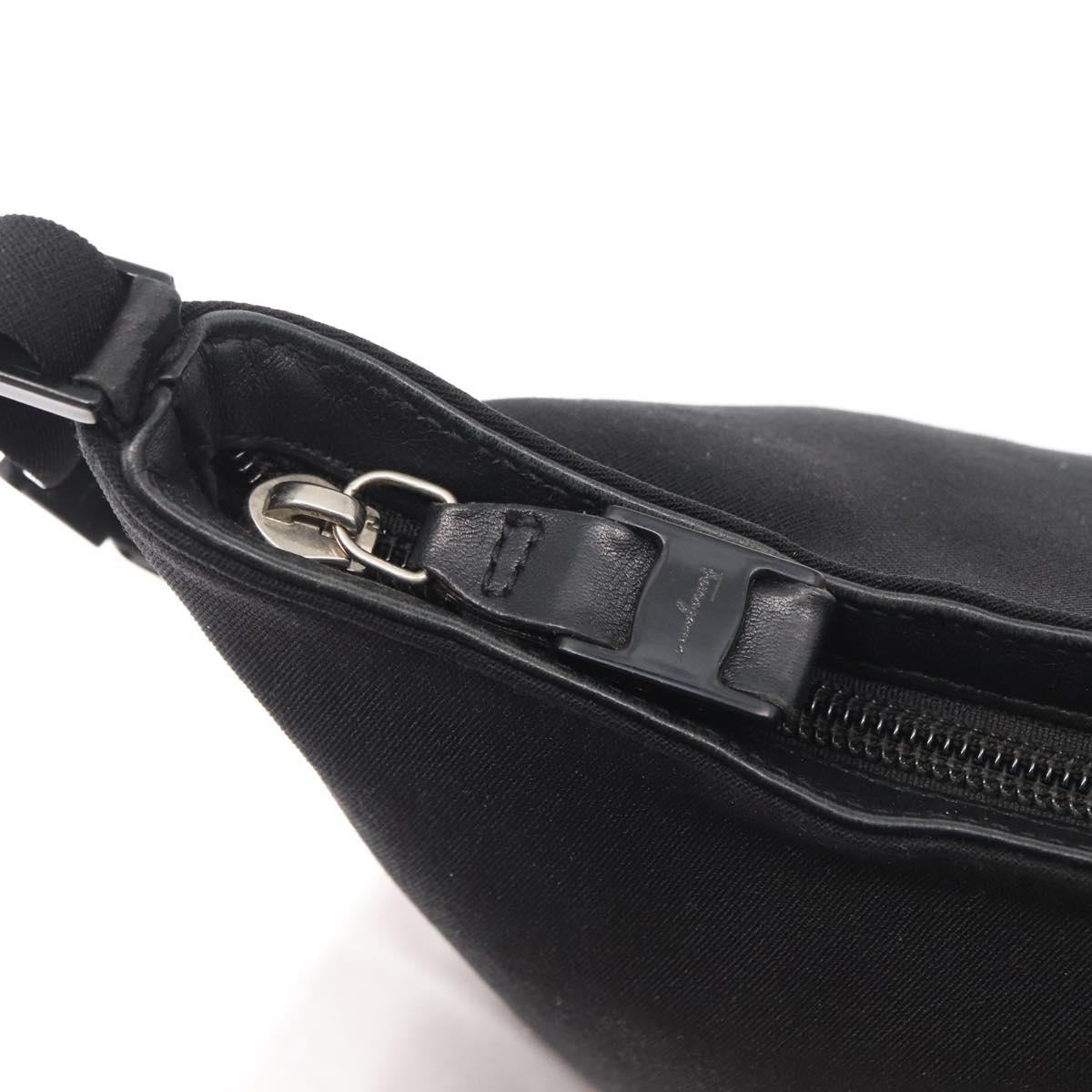 Salvatore Ferragamo Shoulder Bag Nylon Black Silver Auth 164064