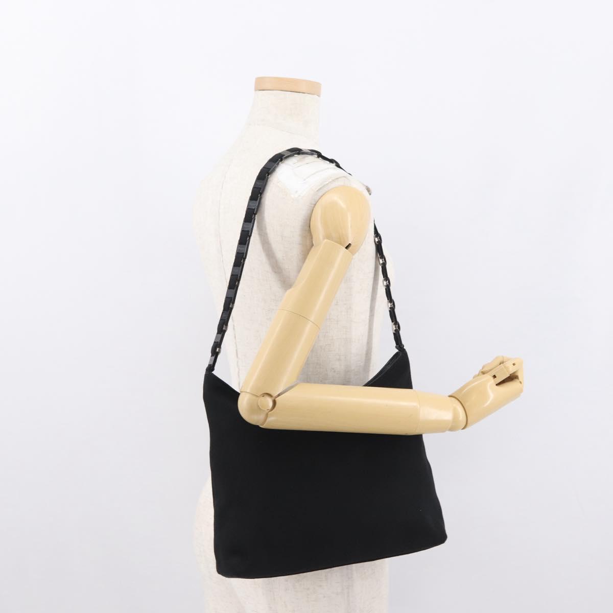 Salvatore Ferragamo Shoulder Bag Nylon Black Silver Auth 164064