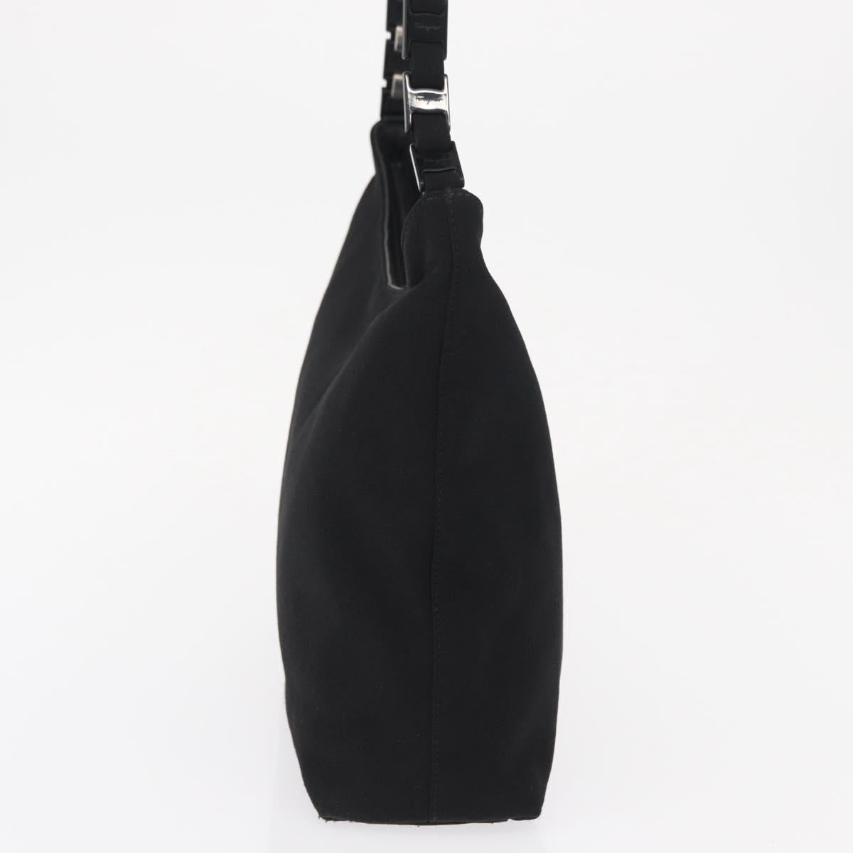 Salvatore Ferragamo Shoulder Bag Nylon Black Silver Auth 164064