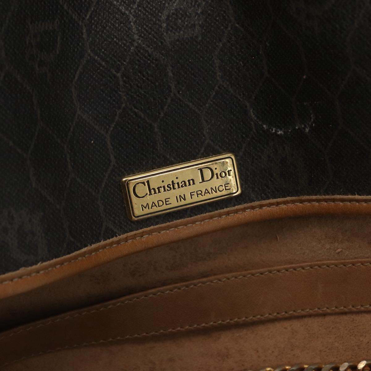 Christian Dior Honeycomb Canvas Chain Shoulder Bag PVC Gray Gold Auth 164065