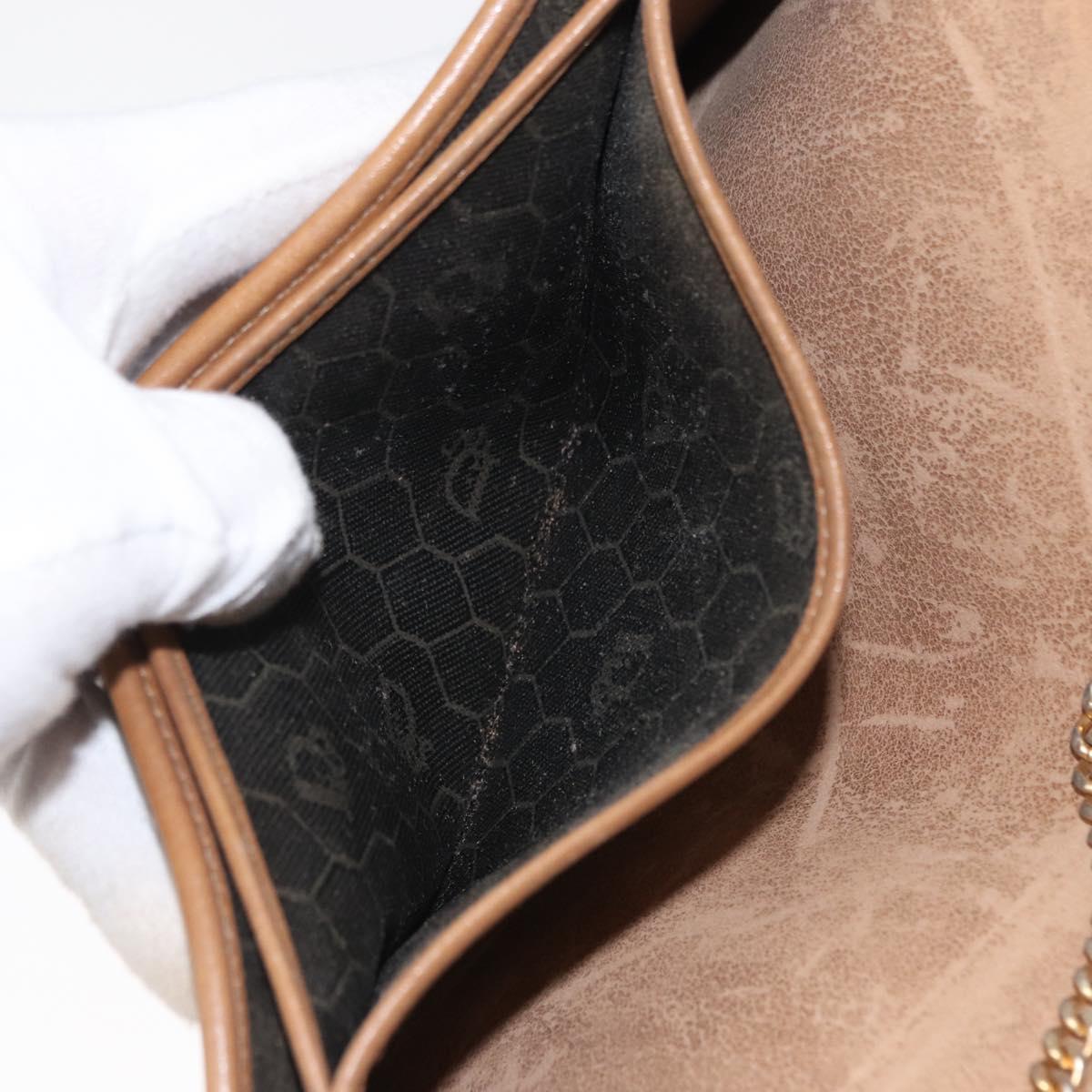 Christian Dior Honeycomb Canvas Chain Shoulder Bag PVC Gray Gold Auth 164065