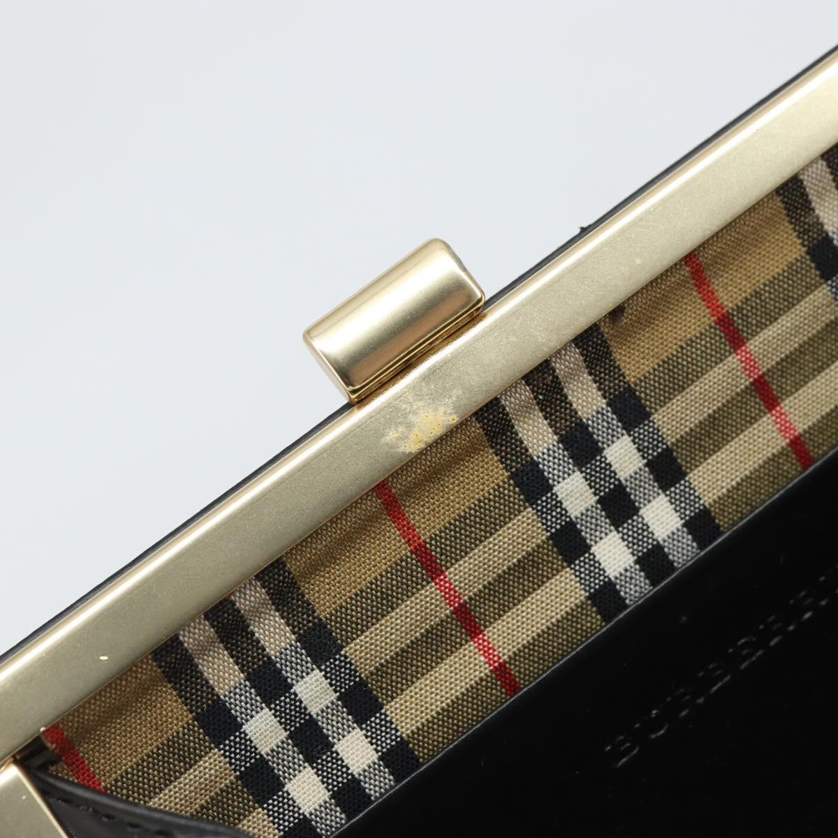 BURBERRY Nova Check Coin Purse Leather Black Gold Auth 164072V