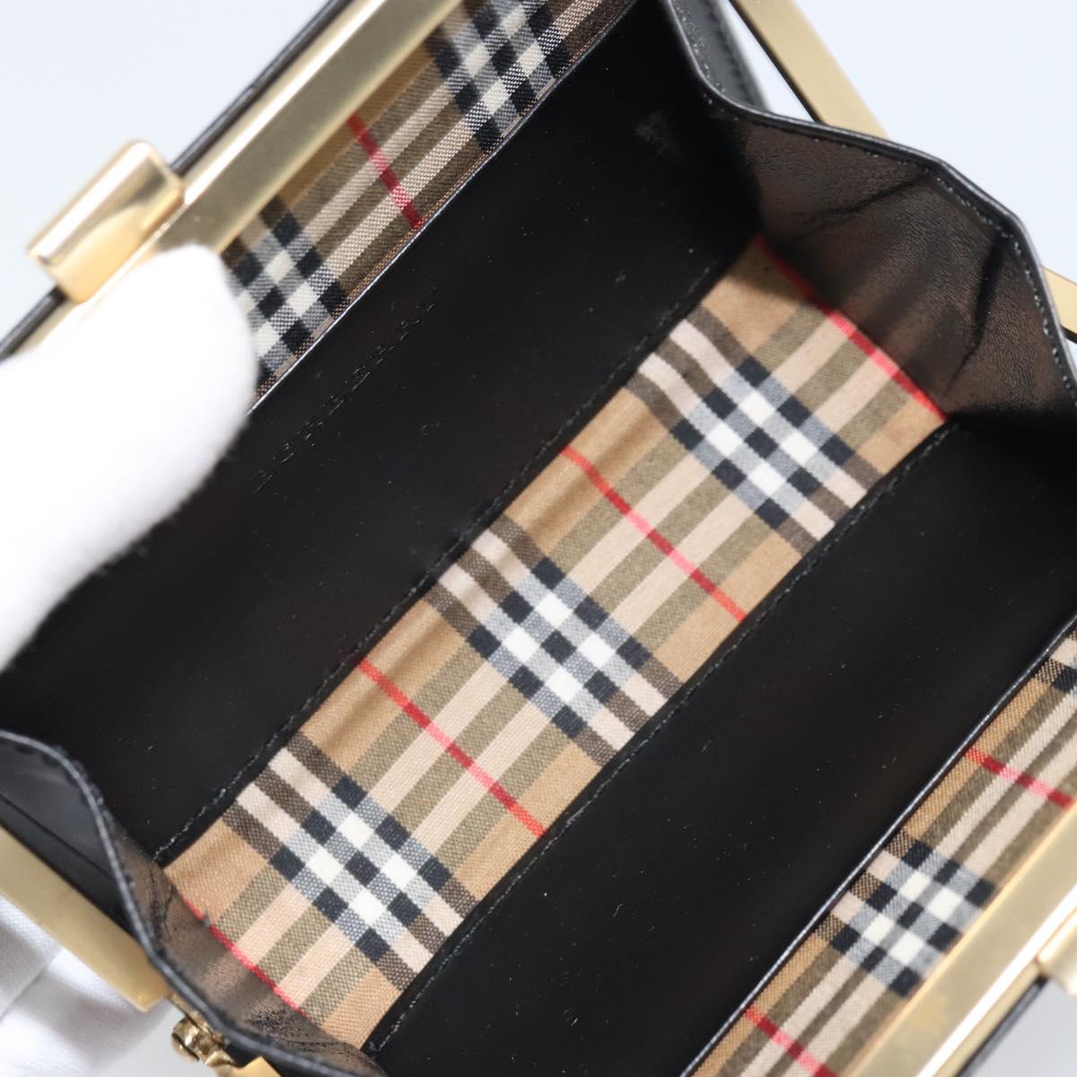 BURBERRY Nova Check Coin Purse Leather Black Gold Auth 164072V