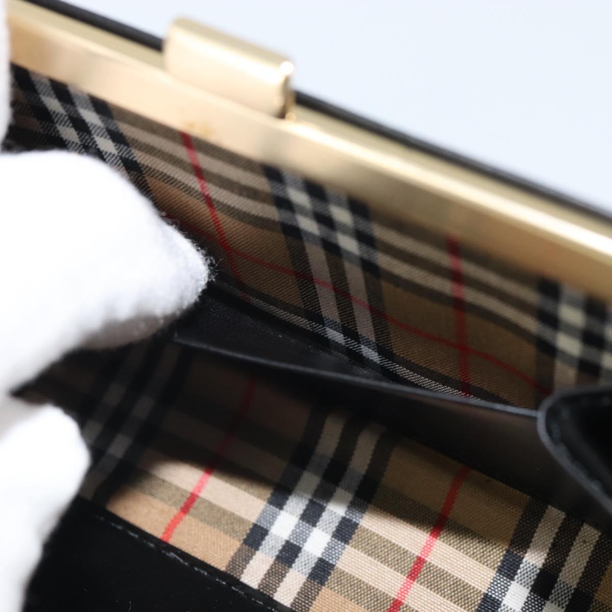 BURBERRY Nova Check Coin Purse Leather Black Gold Auth 164072V