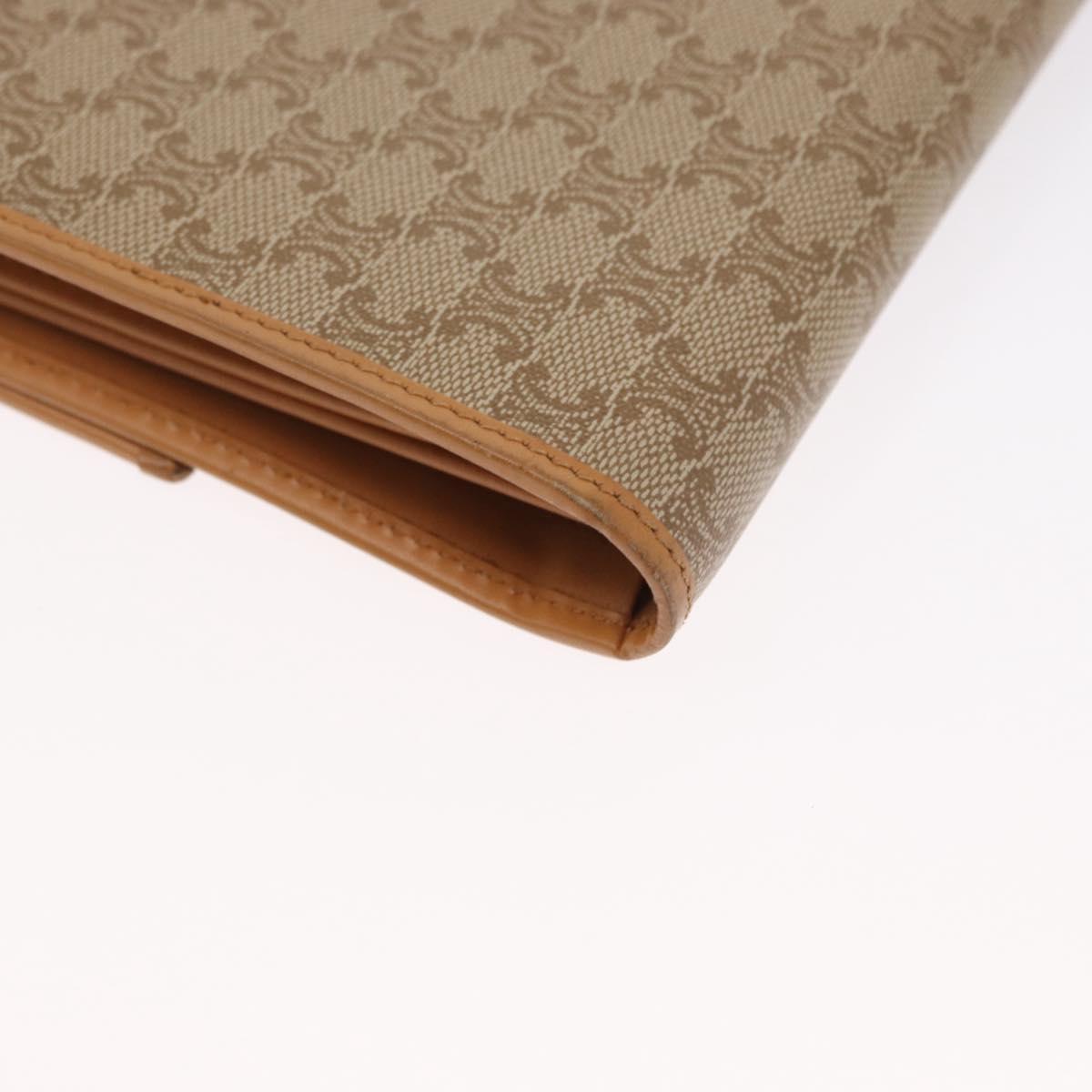 CELINE Macadam Canvas Long Wallet PVC Beige Gold Auth 164073V
