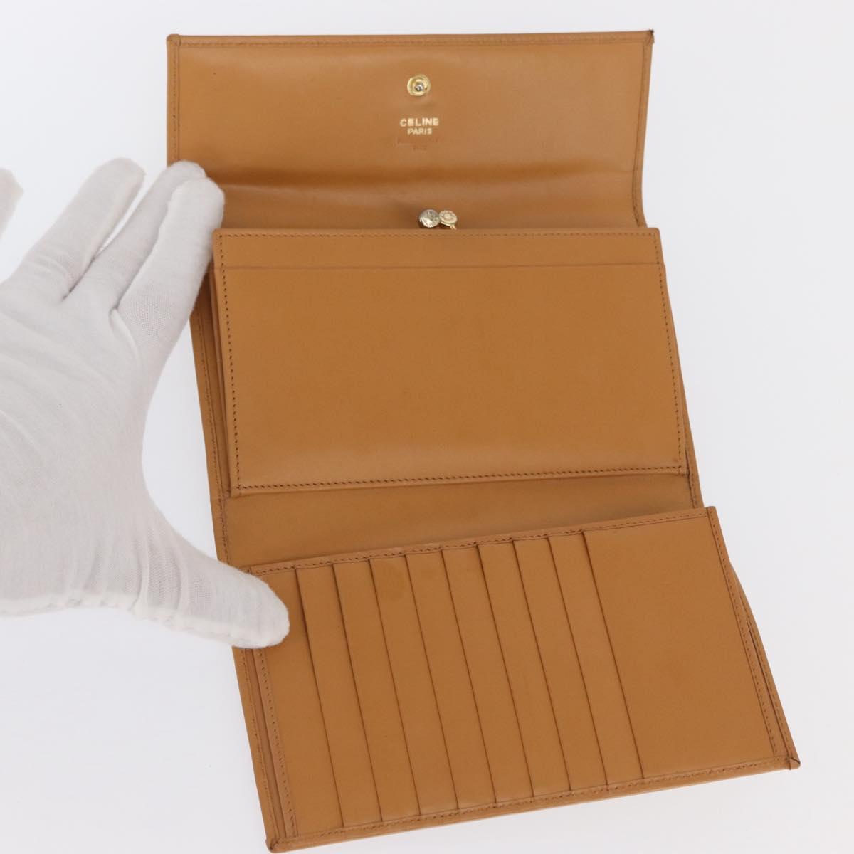 CELINE Macadam Canvas Long Wallet PVC Beige Gold Auth 164073V