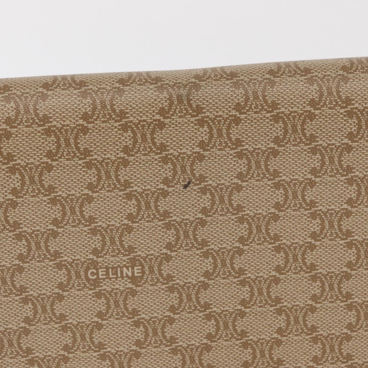 CELINE Macadam Canvas Long Wallet PVC Beige Gold Auth 164073V