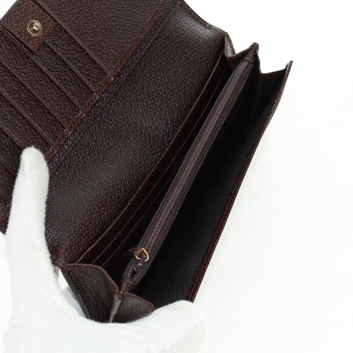 GUCCI Long Wallet Leather Dark Brown Gold 322104 Auth 164074V