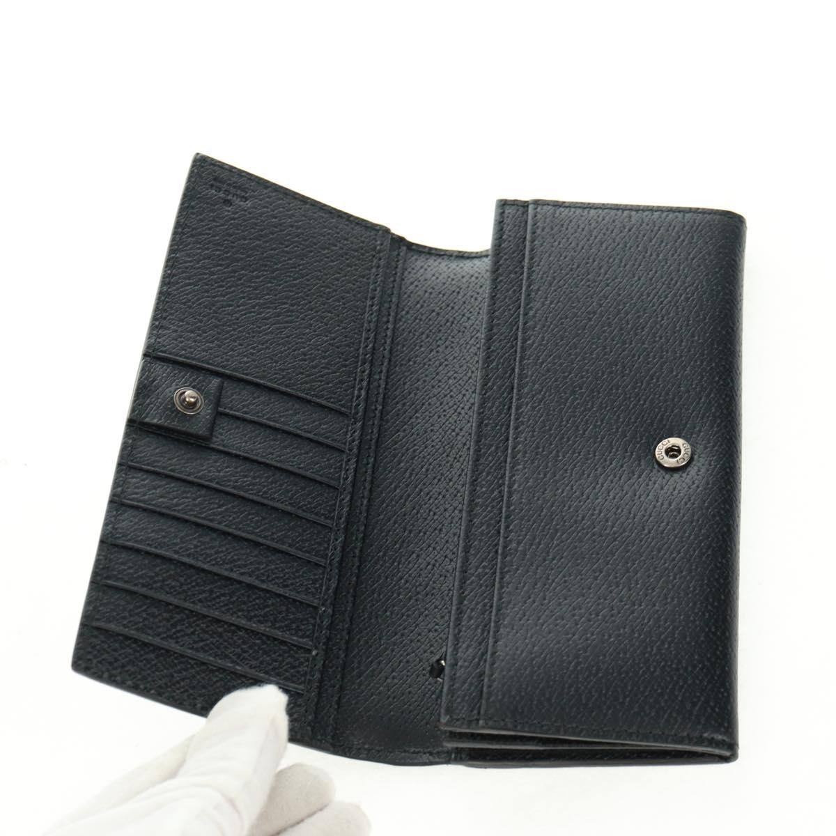 GUCCI Long Wallet Leather Black Silver 322104 Auth 164075V