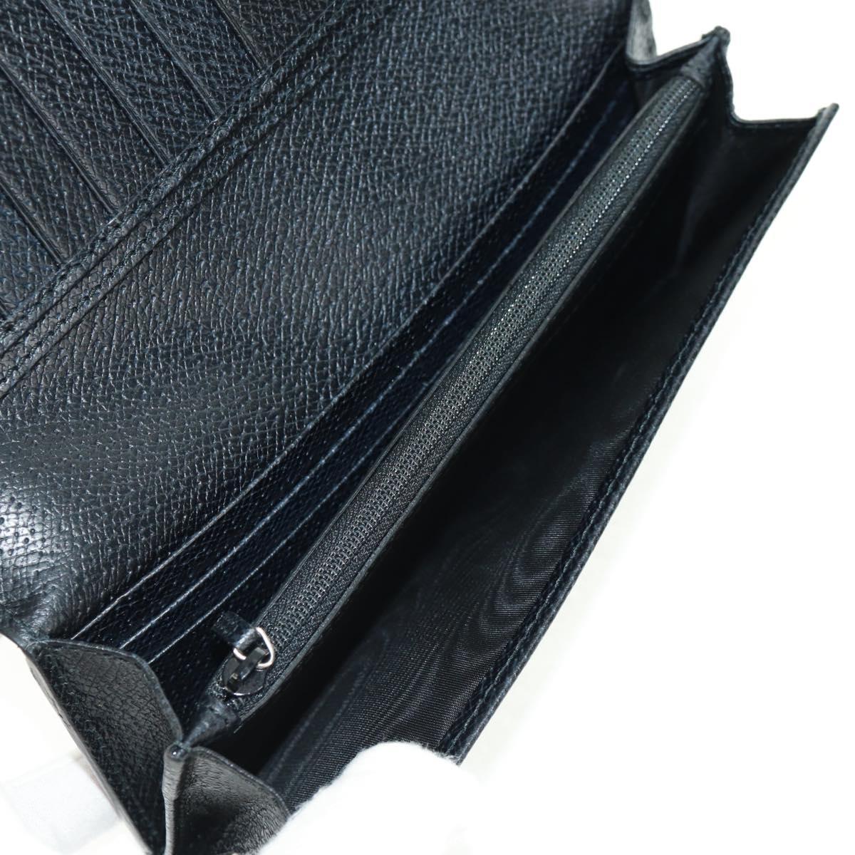GUCCI Long Wallet Leather Black Silver 322104 Auth 164075V