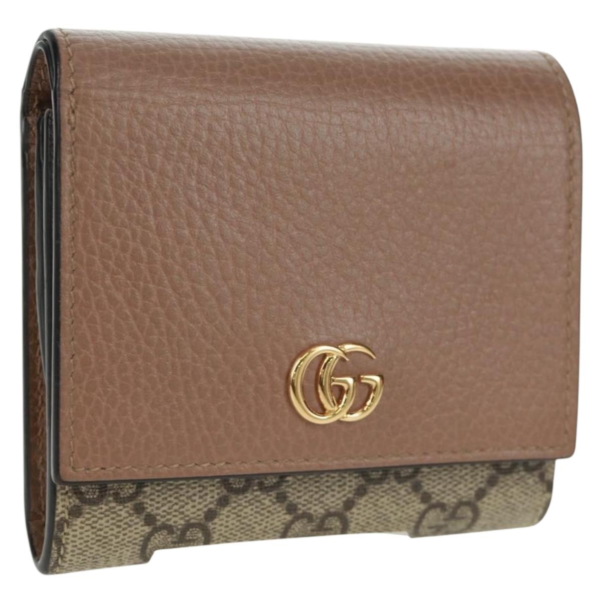 GUCCI GG Supreme Long Wallet PVC Beige Gold 598587 Auth 164076V